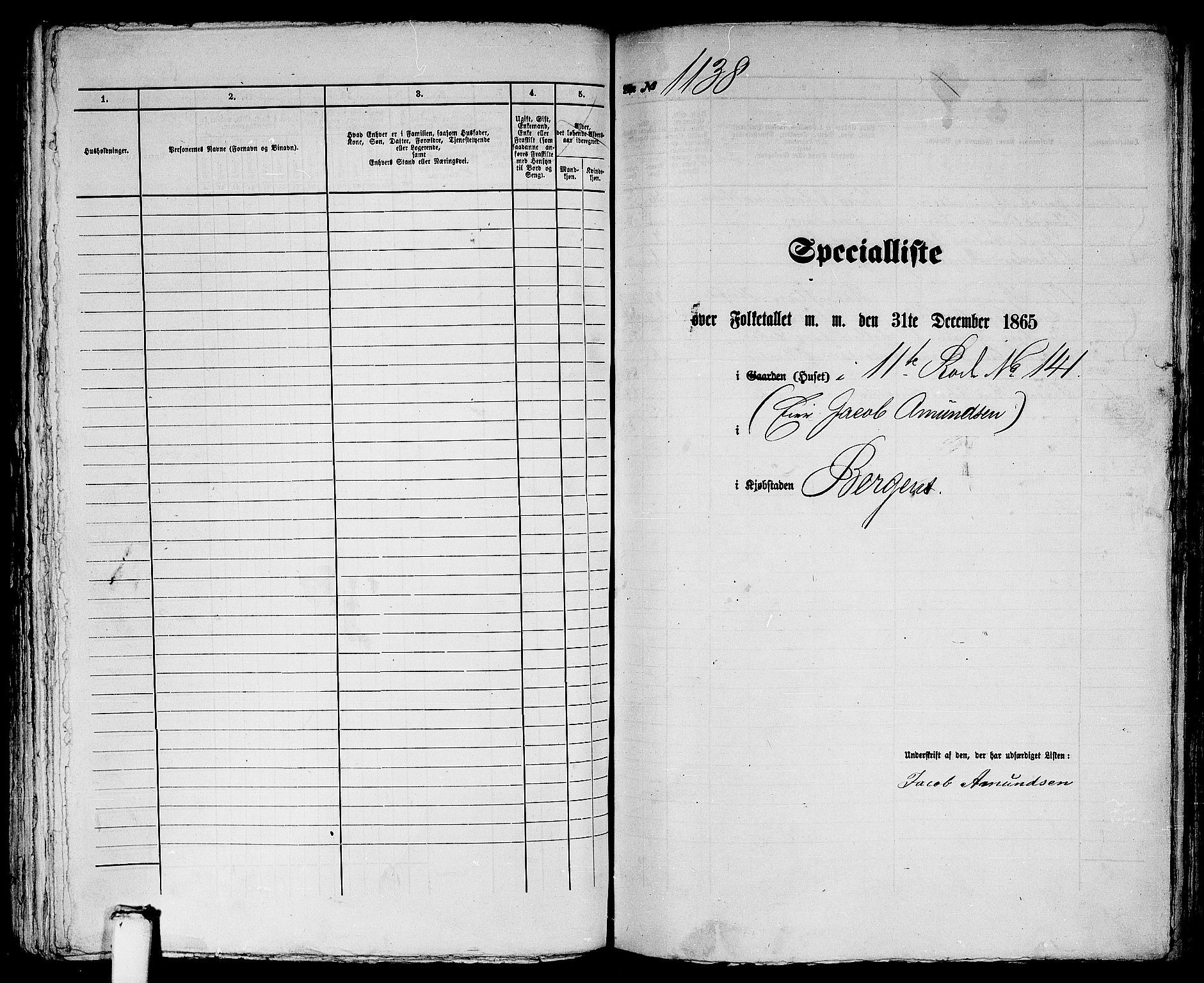 RA, 1865 census for Bergen, 1865, p. 2334