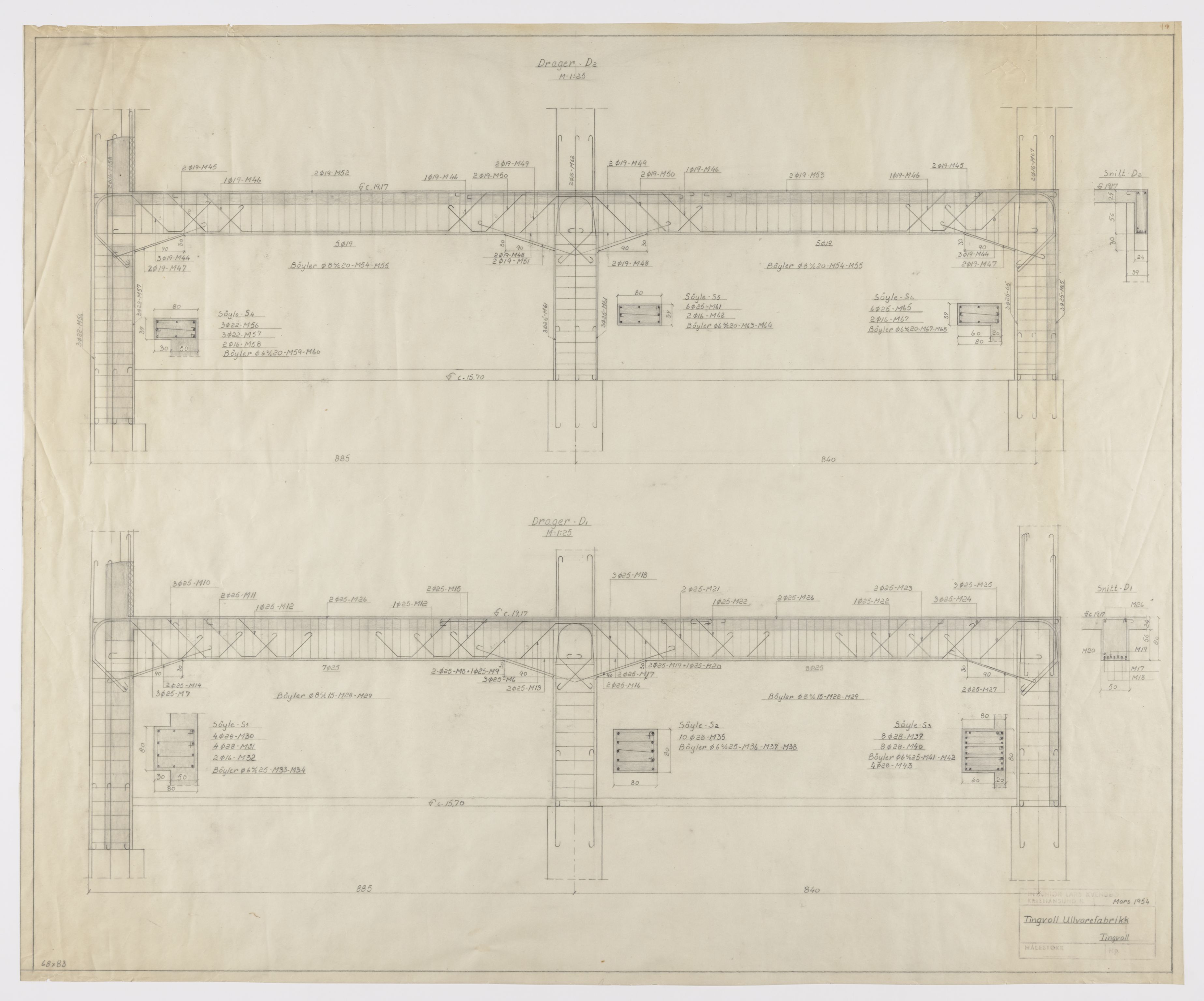 Tingvoll Ullvarefabrikk, IKAM/P-00482/T/Ta/L0021: Arrangering av economiser, 1954