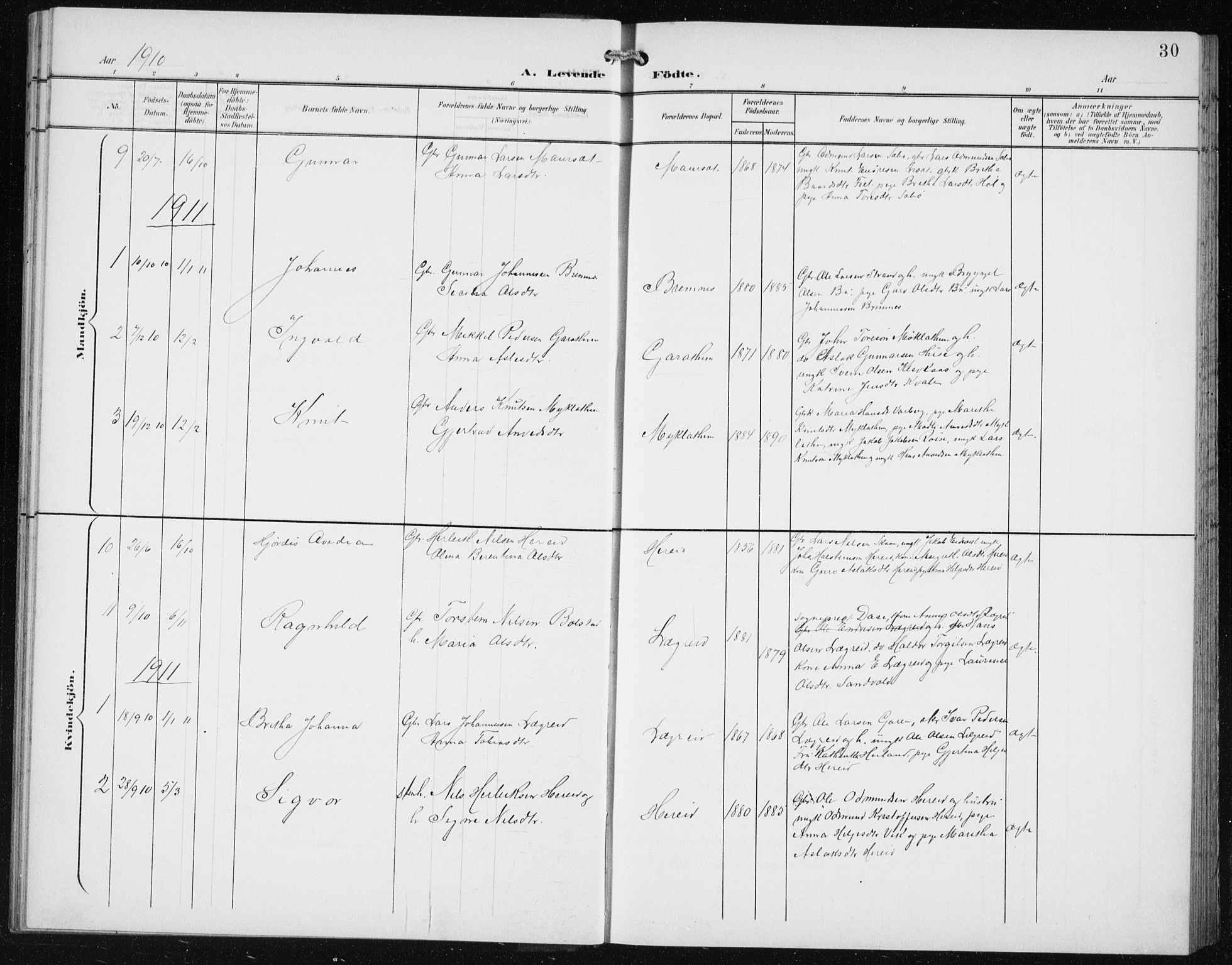 Ullensvang sokneprestembete, SAB/A-78701/H/Hab: Parish register (copy) no. C  3, 1899-1932, p. 30