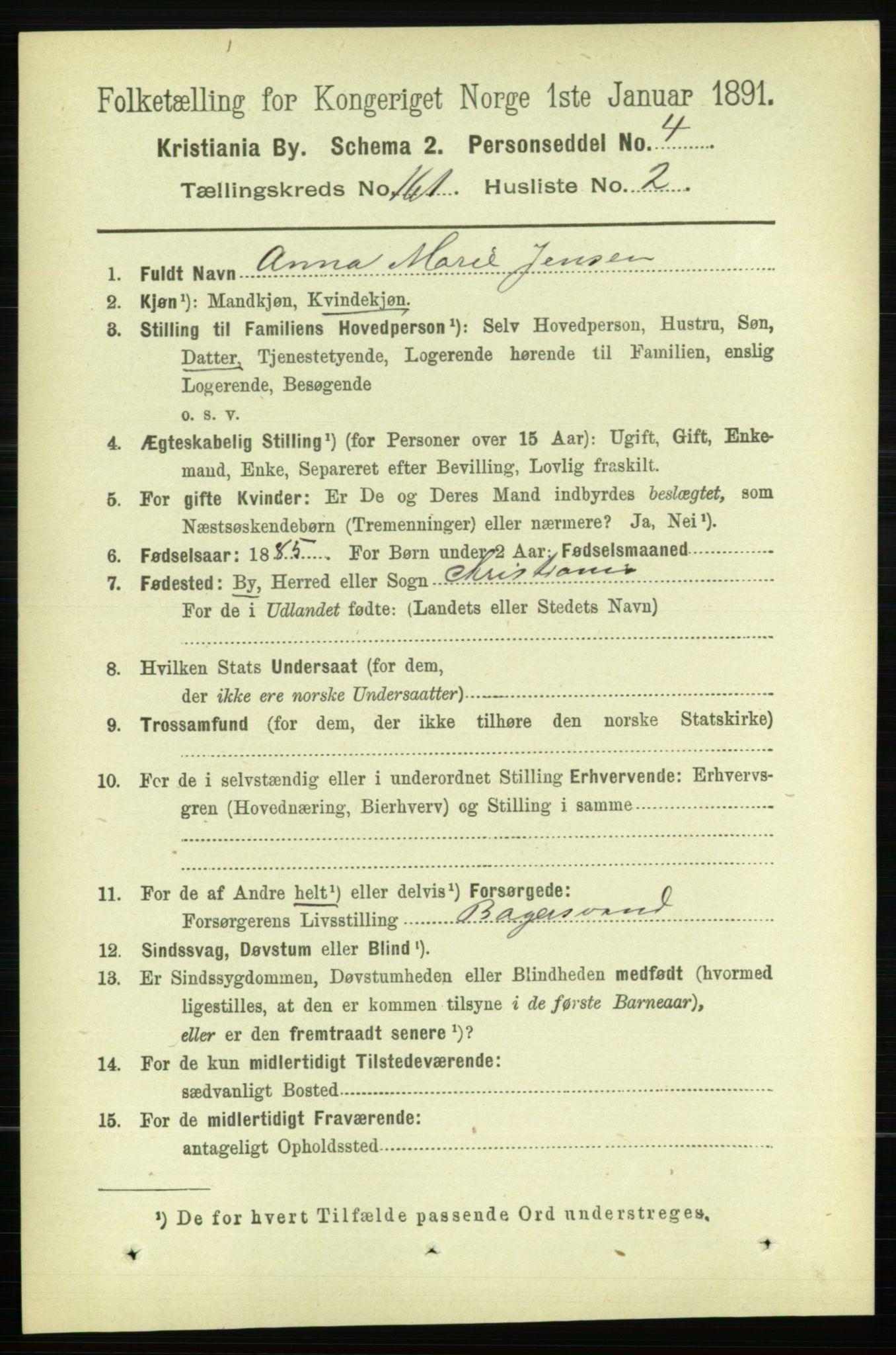 RA, 1891 census for 0301 Kristiania, 1891, p. 91624