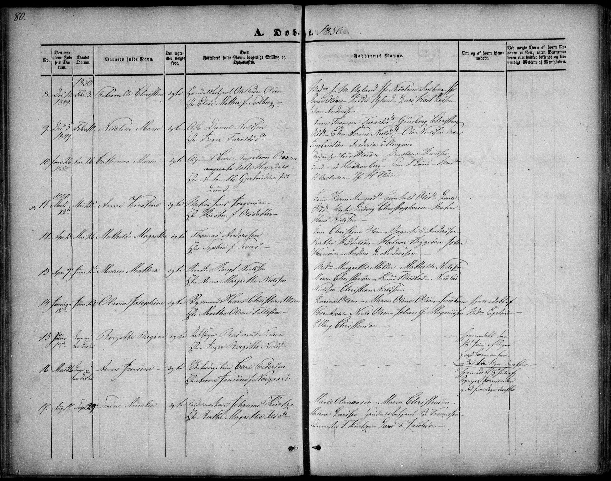 Arendal sokneprestkontor, Trefoldighet, AV/SAK-1111-0040/F/Fa/L0005: Parish register (official) no. A 5, 1838-1854, p. 80