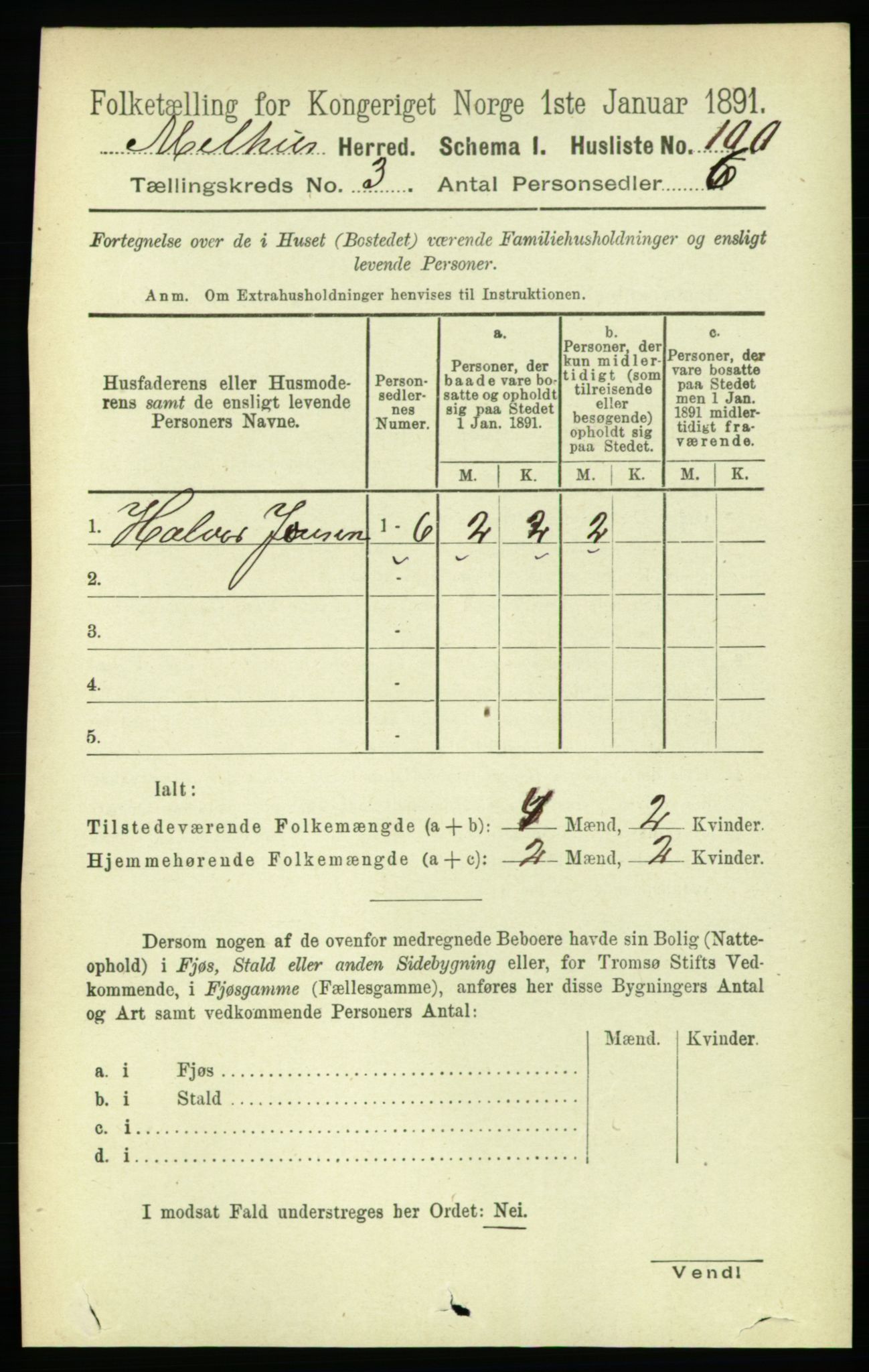 RA, 1891 census for 1653 Melhus, 1891, p. 1376