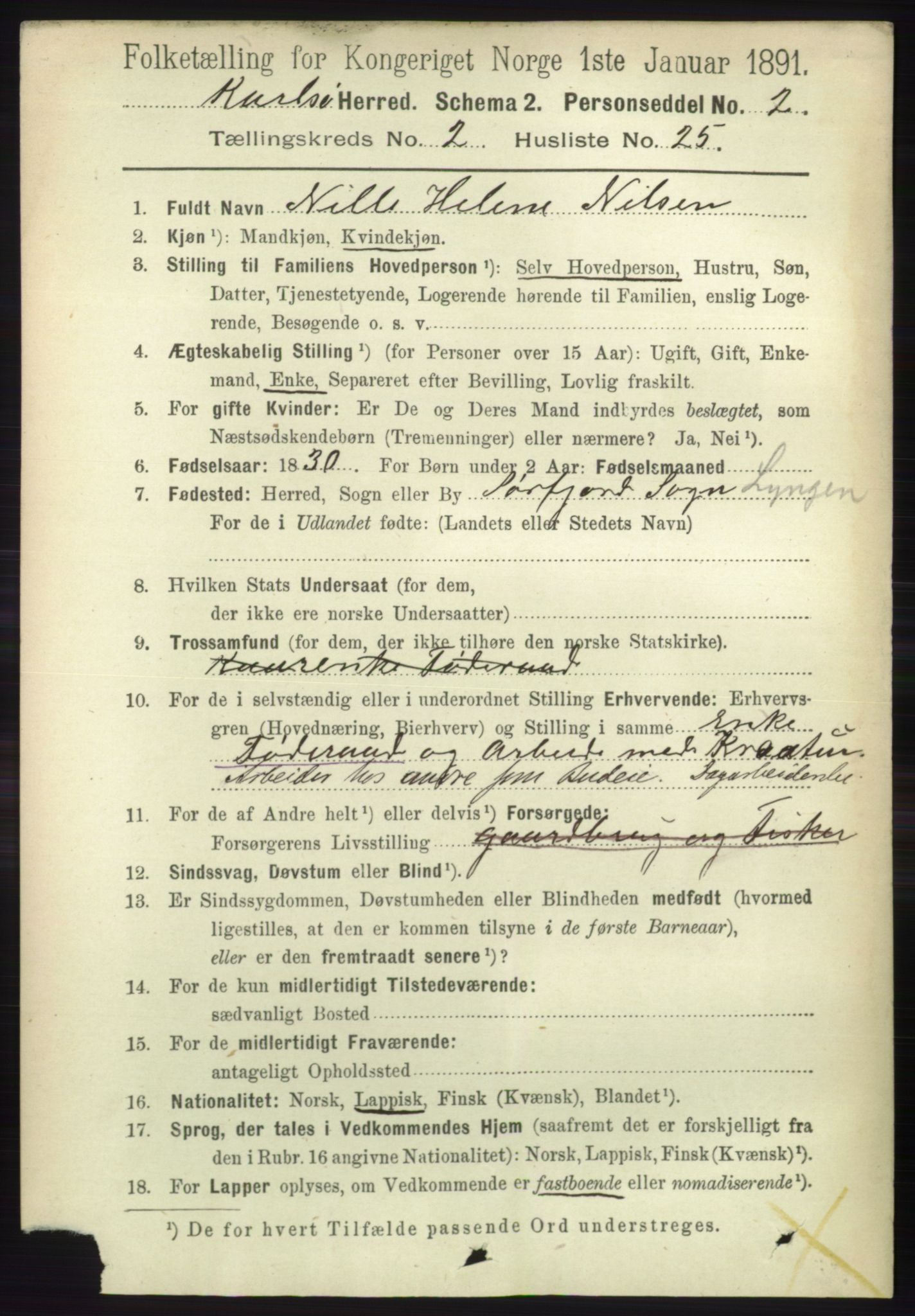 RA, 1891 census for 1936 Karlsøy, 1891, p. 577