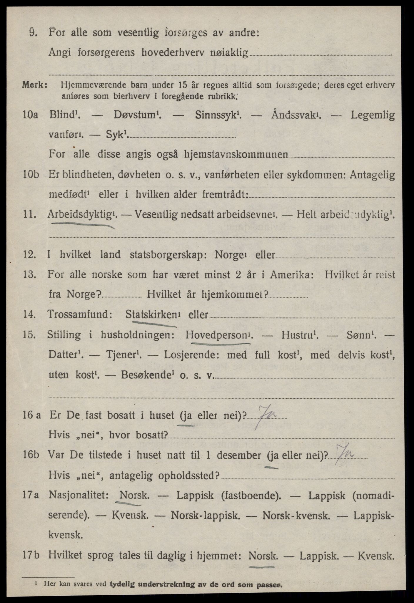 SAT, 1920 census for Lensvik, 1920, p. 377