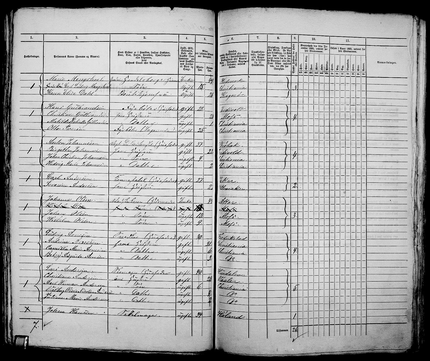 RA, 1865 census for Kristiania, 1865, p. 3322