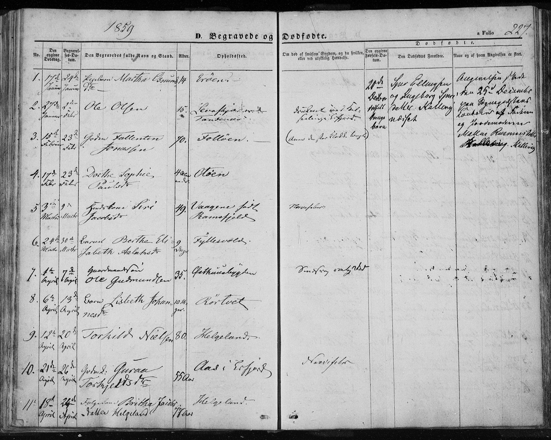 Jelsa sokneprestkontor, SAST/A-101842/01/IV: Parish register (official) no. A 7, 1854-1866, p. 227
