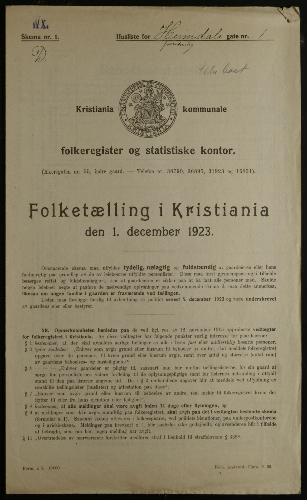 OBA, Municipal Census 1923 for Kristiania, 1923, p. 41297