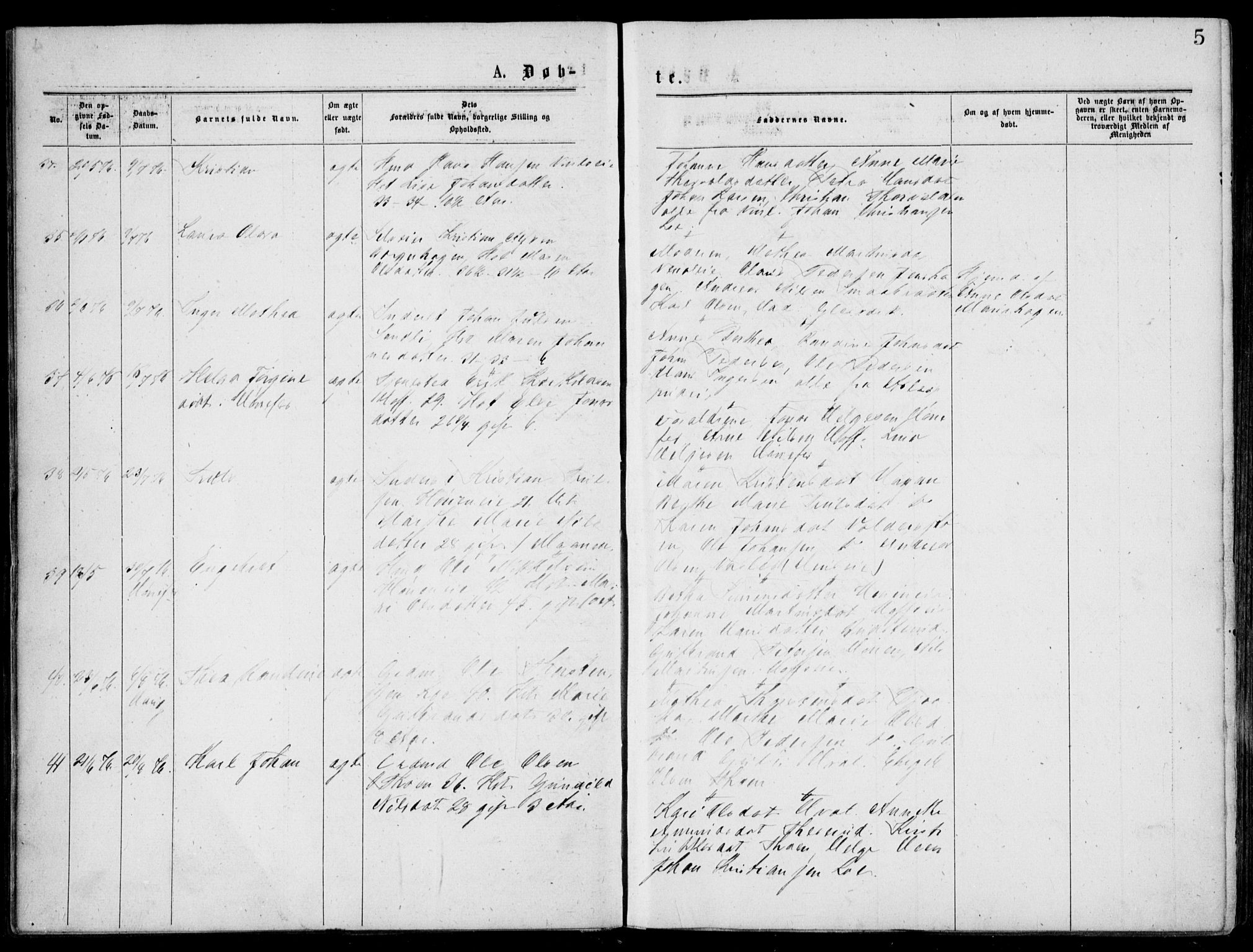 Norderhov kirkebøker, AV/SAKO-A-237/G/Gb/L0001: Parish register (copy) no. II 1, 1876-1899, p. 5