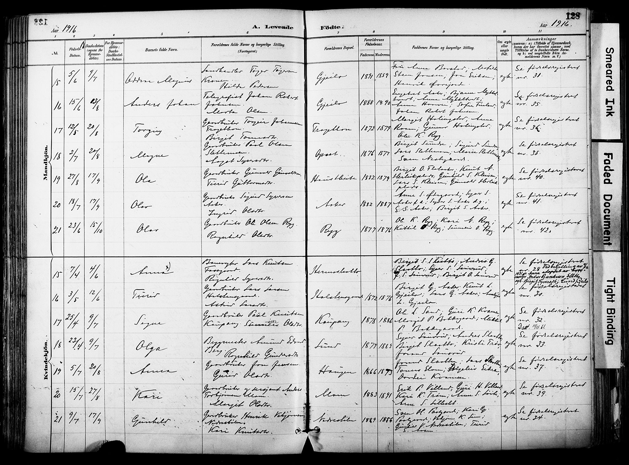 Hol kirkebøker, AV/SAKO-A-227/F/Fa/L0003: Parish register (official) no. I 3, 1887-1918, p. 128