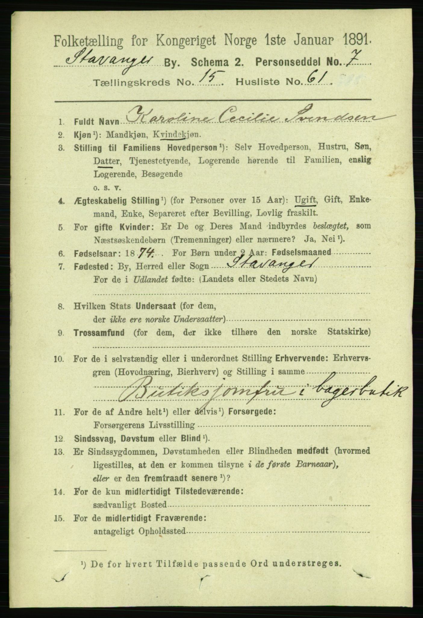 RA, 1891 census for 1103 Stavanger, 1891, p. 18447