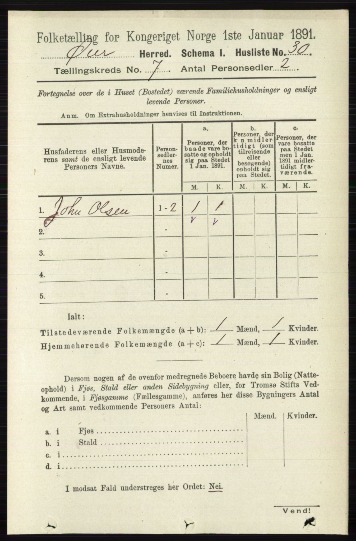 RA, 1891 census for 0521 Øyer, 1891, p. 2472