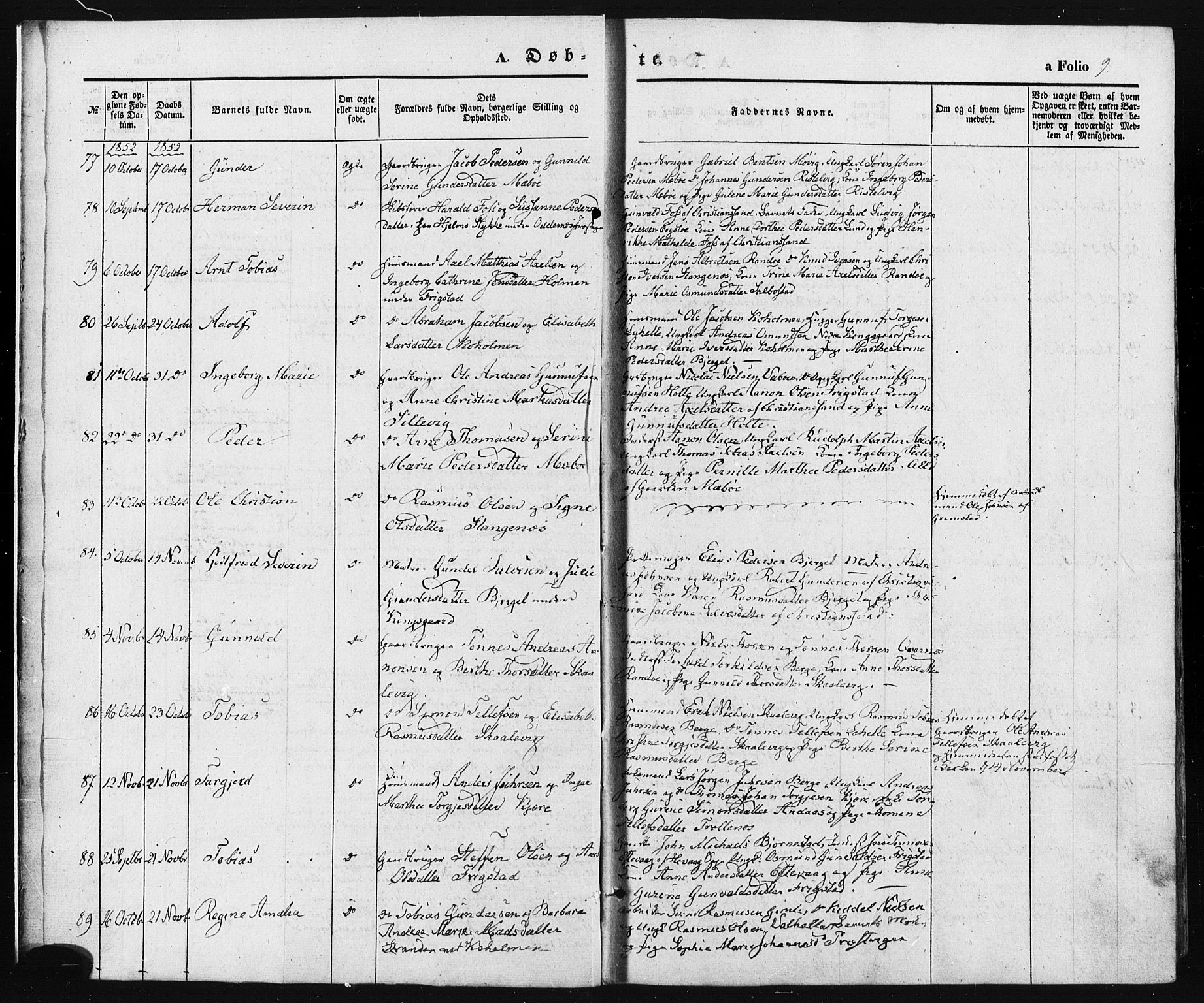 Oddernes sokneprestkontor, AV/SAK-1111-0033/F/Fa/Faa/L0007: Parish register (official) no. A 7, 1851-1863, p. 9