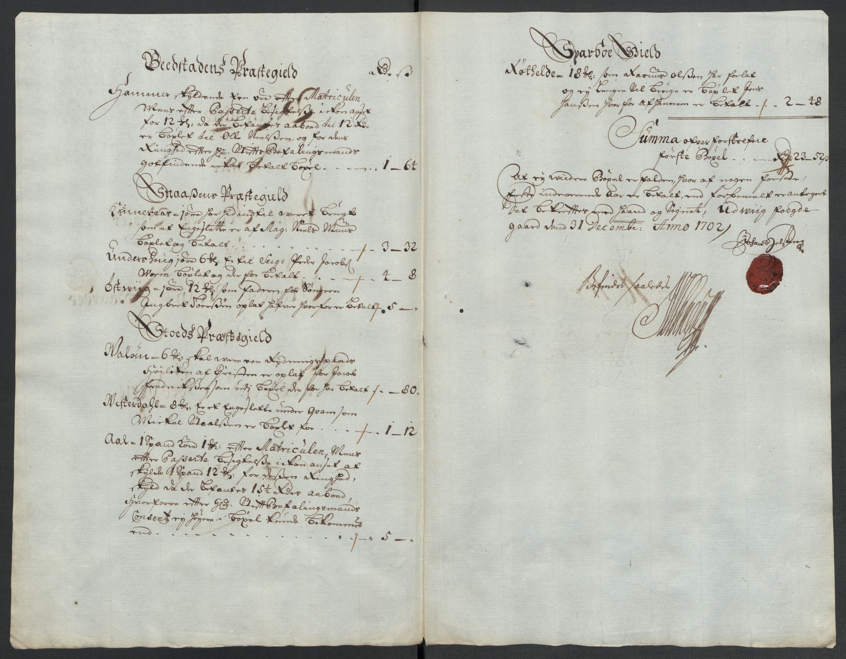 Rentekammeret inntil 1814, Reviderte regnskaper, Fogderegnskap, AV/RA-EA-4092/R63/L4312: Fogderegnskap Inderøy, 1701-1702, p. 400
