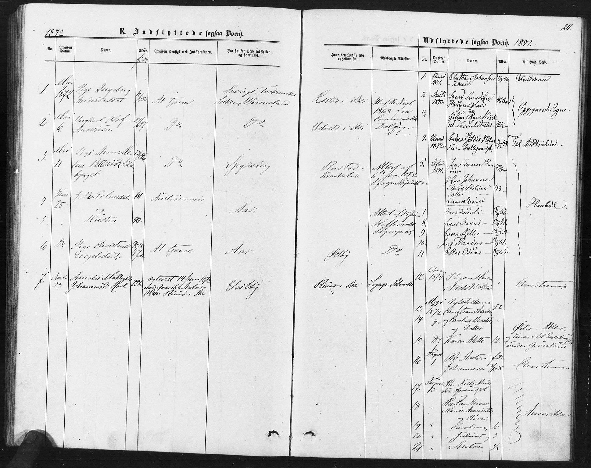 Kråkstad prestekontor Kirkebøker, AV/SAO-A-10125a/F/Fa/L0008: Parish register (official) no. I 8, 1870-1879, p. 211