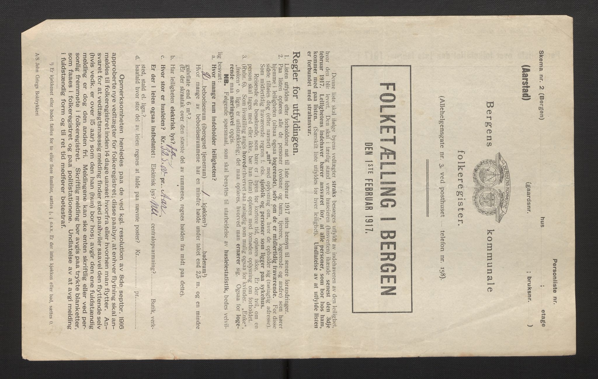 SAB, Municipal Census 1917 for Bergen, 1917, p. 46684