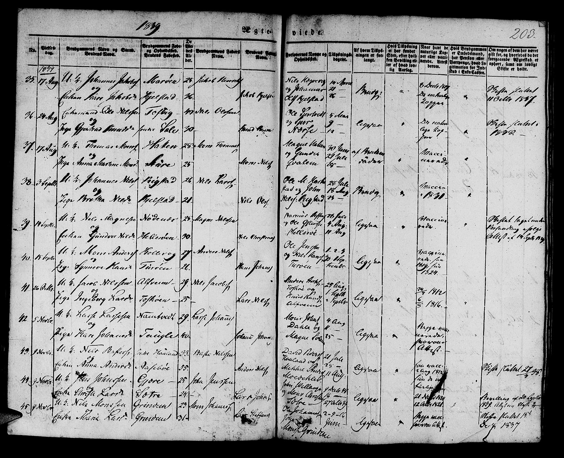 Manger sokneprestembete, AV/SAB-A-76801/H/Haa: Parish register (official) no. A 5, 1839-1848, p. 203