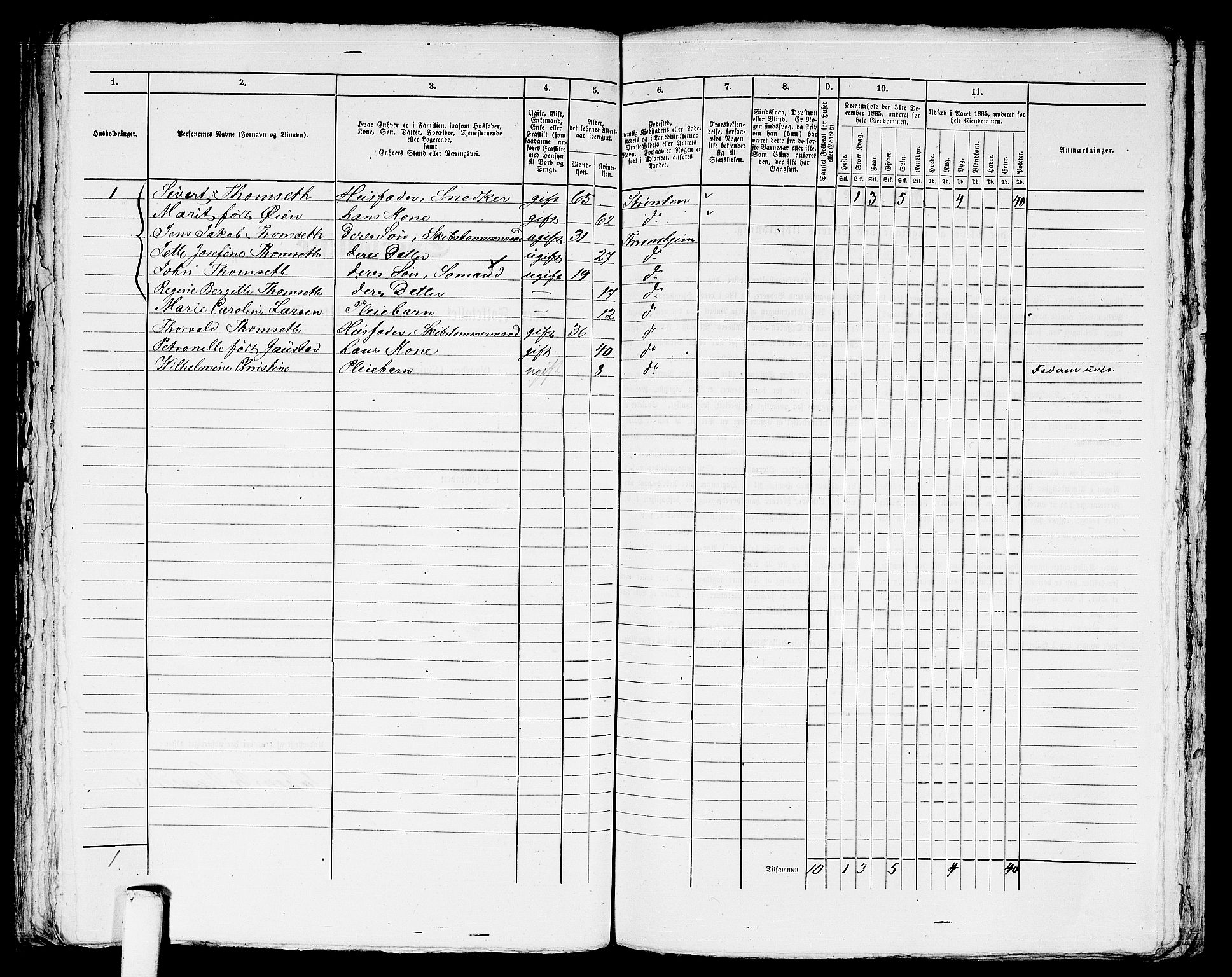 RA, 1865 census for Trondheim, 1865, p. 2405