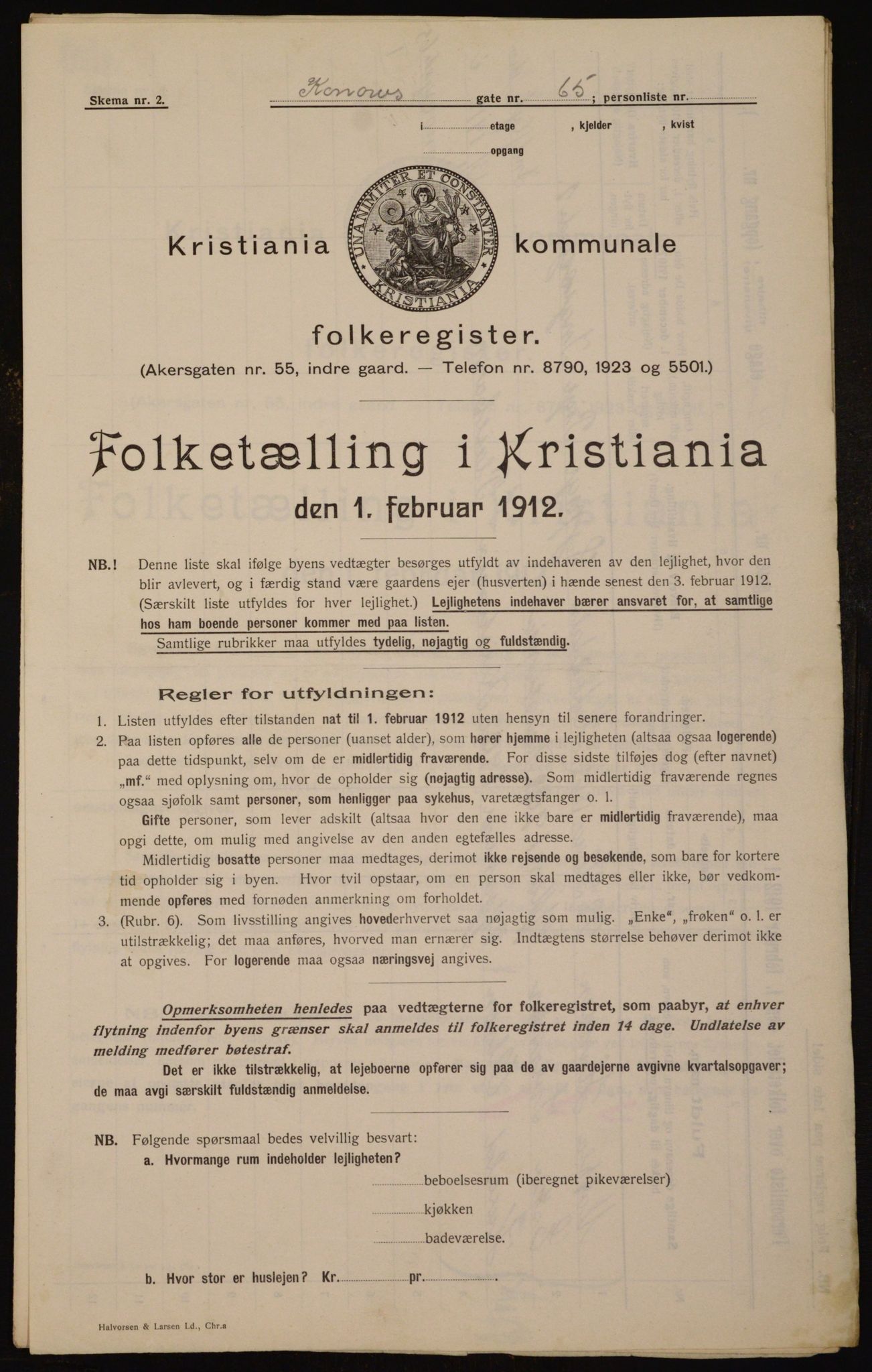 OBA, Municipal Census 1912 for Kristiania, 1912, p. 53668