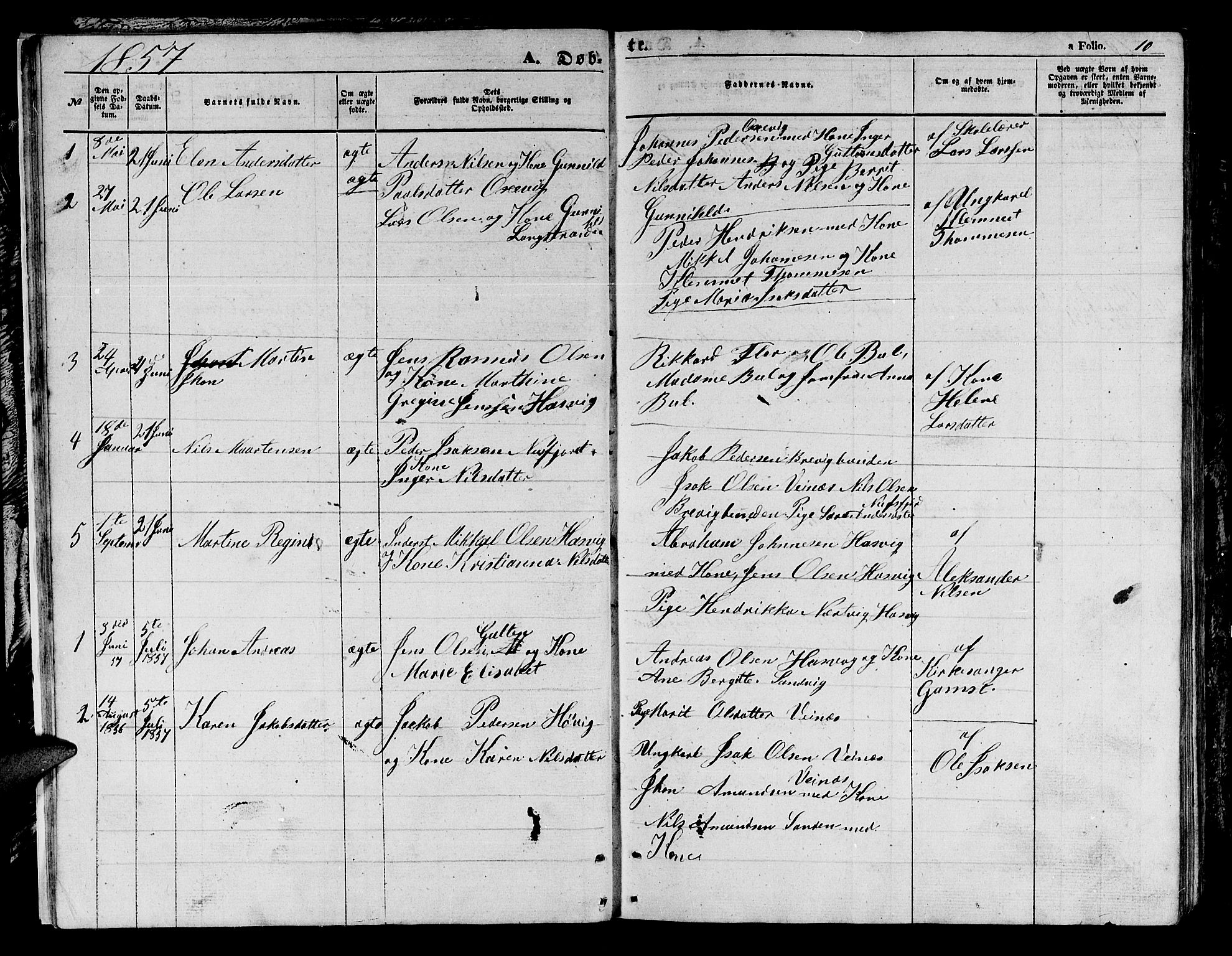 Loppa sokneprestkontor, SATØ/S-1339/H/Hb/L0003klokker: Parish register (copy) no. 3, 1853-1880, p. 10