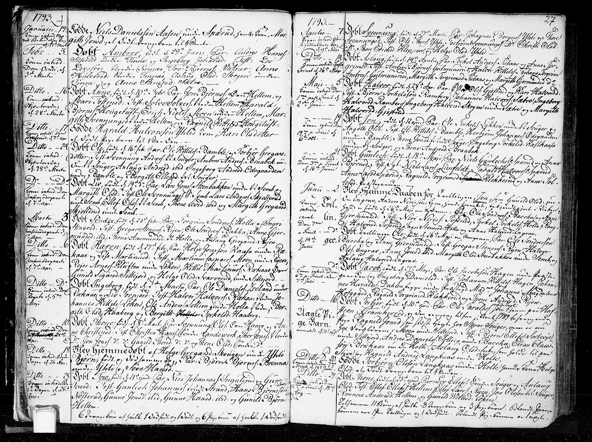 Heddal kirkebøker, AV/SAKO-A-268/F/Fa/L0004: Parish register (official) no. I 4, 1784-1814, p. 27