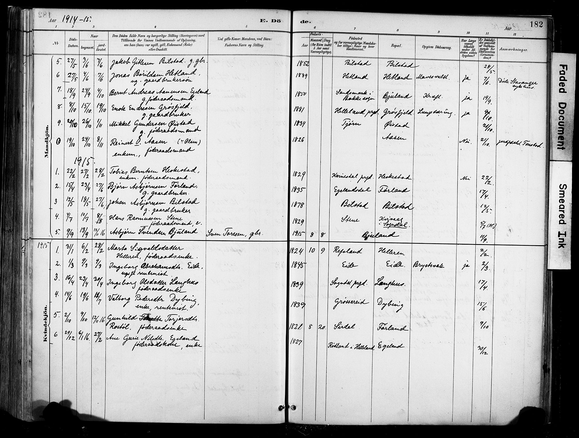 Lund sokneprestkontor, AV/SAST-A-101809/S06/L0012: Parish register (official) no. A 11, 1887-1921, p. 182