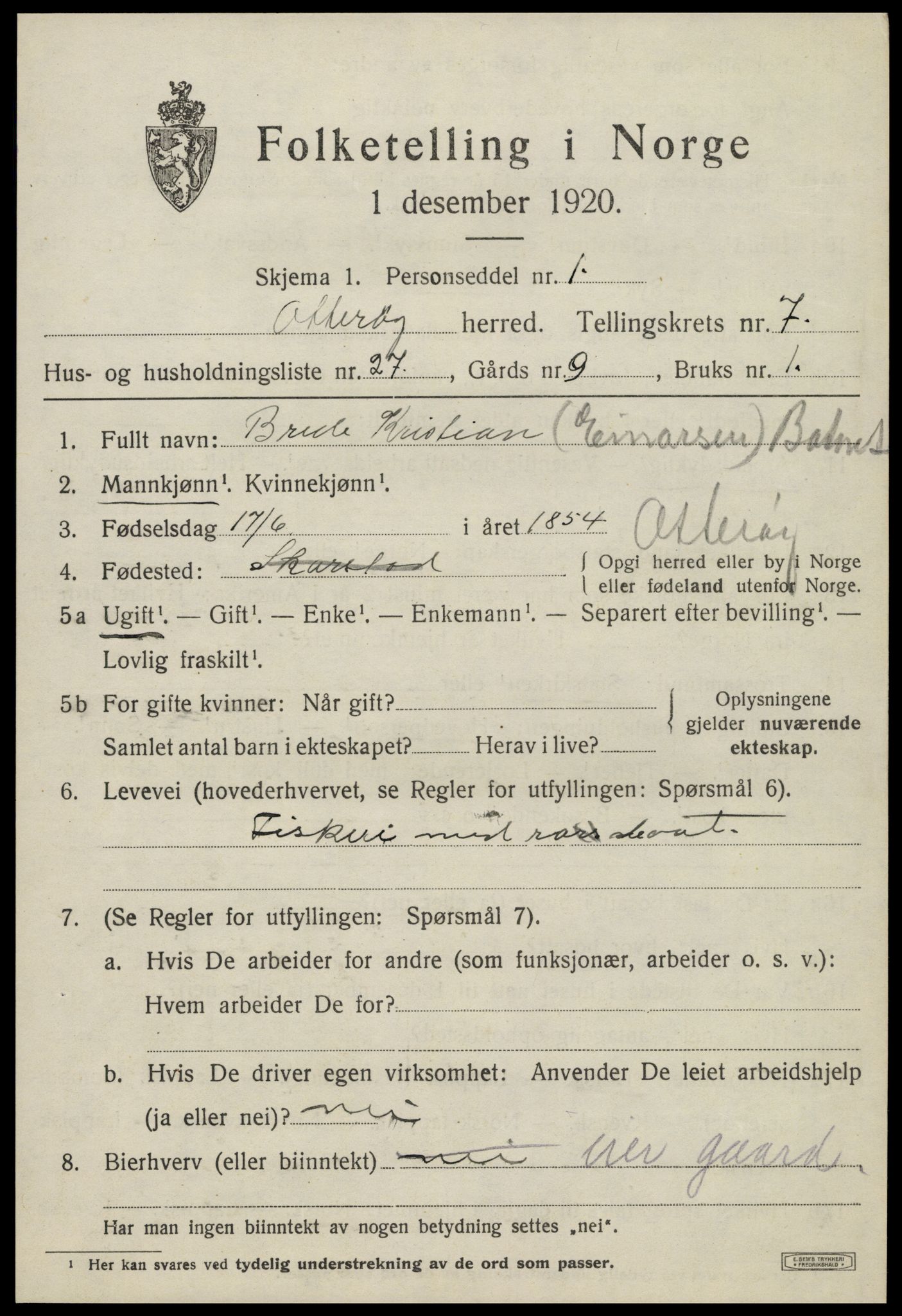 SAT, 1920 census for Otterøy, 1920, p. 2923