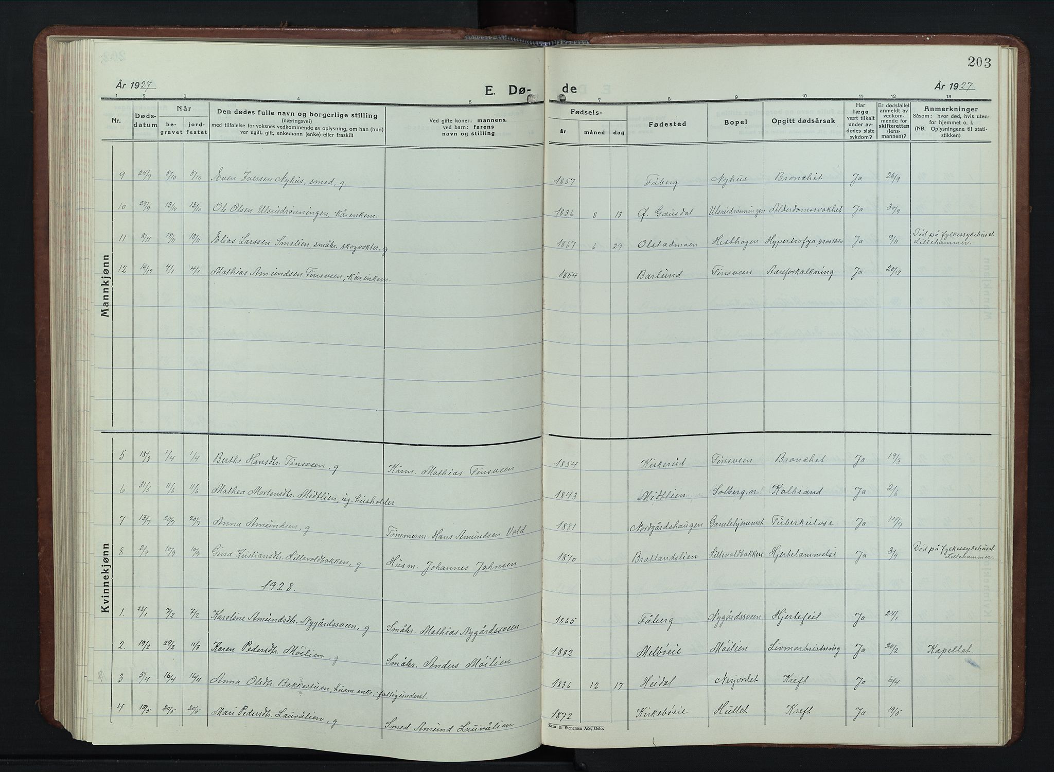 Vestre Gausdal prestekontor, SAH/PREST-094/H/Ha/Hab/L0005: Parish register (copy) no. 5, 1926-1955, p. 203