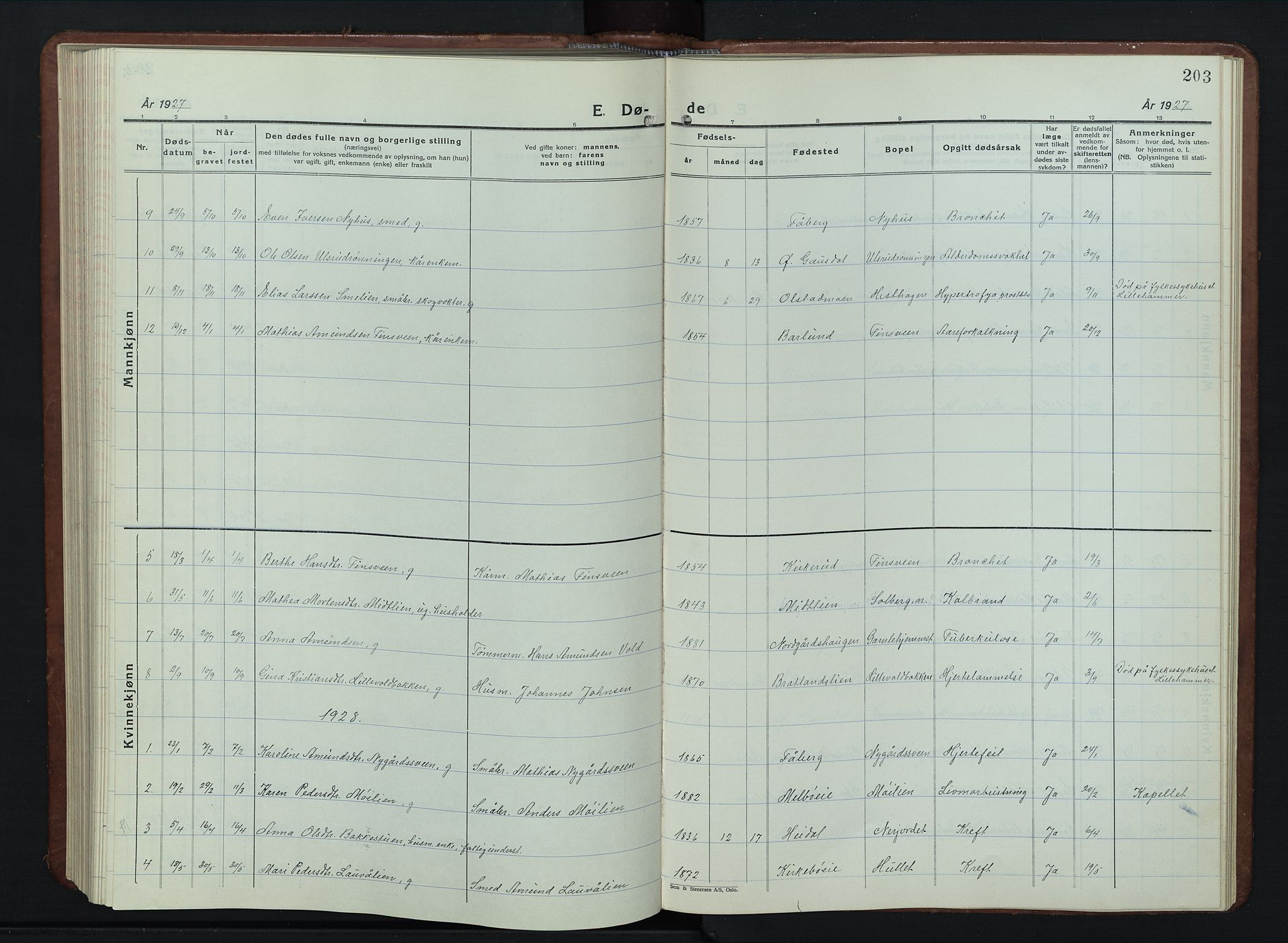Vestre Gausdal prestekontor, AV/SAH-PREST-094/H/Ha/Hab/L0005: Parish register (copy) no. 5, 1926-1955, p. 203