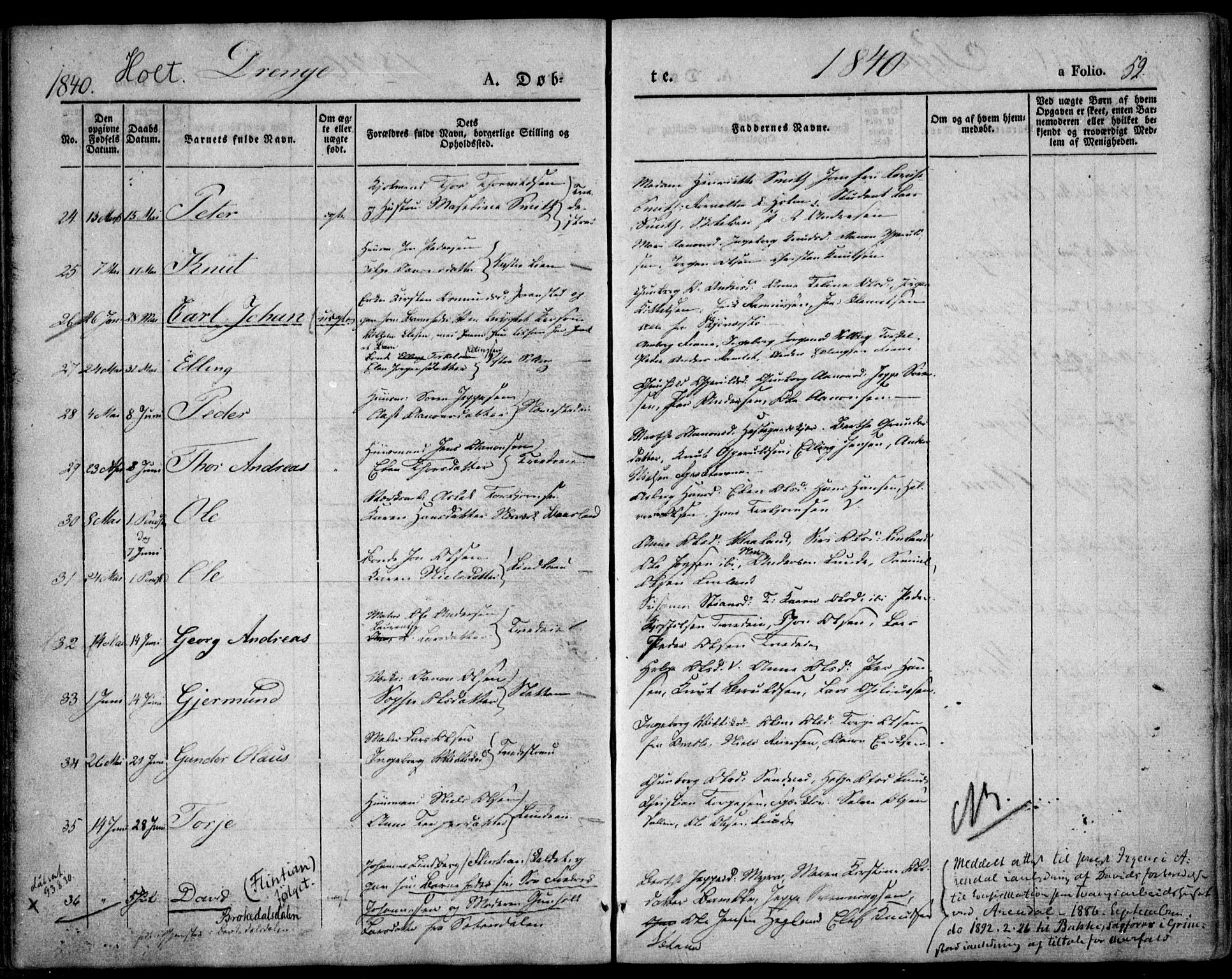 Holt sokneprestkontor, AV/SAK-1111-0021/F/Fa/L0007: Parish register (official) no. A 7, 1836-1848, p. 52