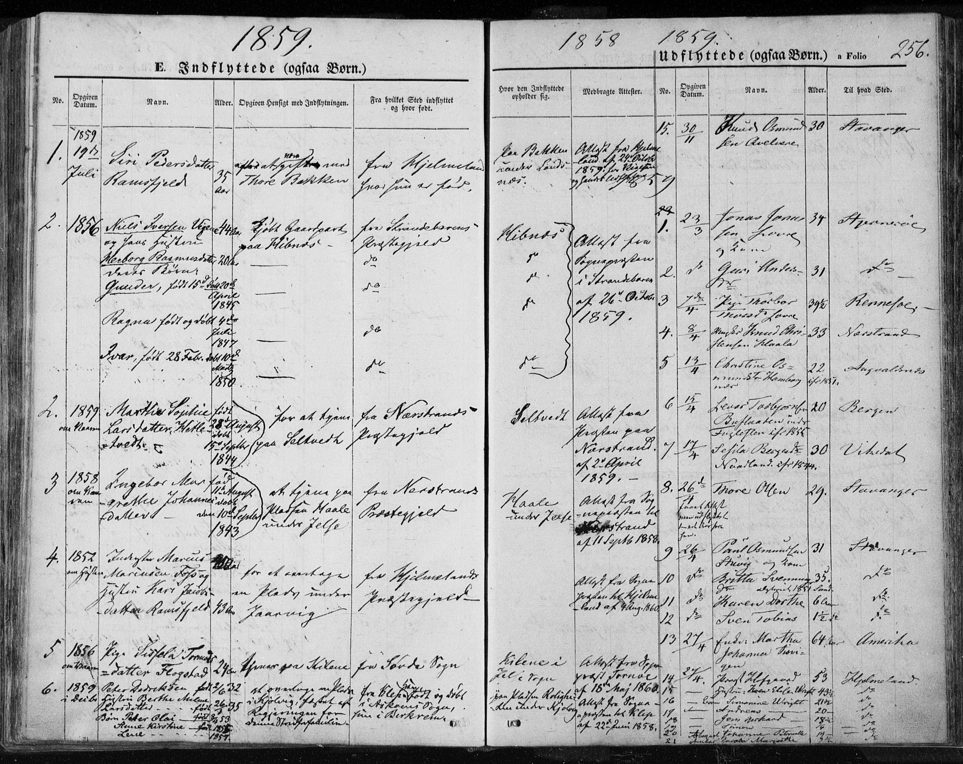 Jelsa sokneprestkontor, SAST/A-101842/01/IV: Parish register (official) no. A 7, 1854-1866, p. 256