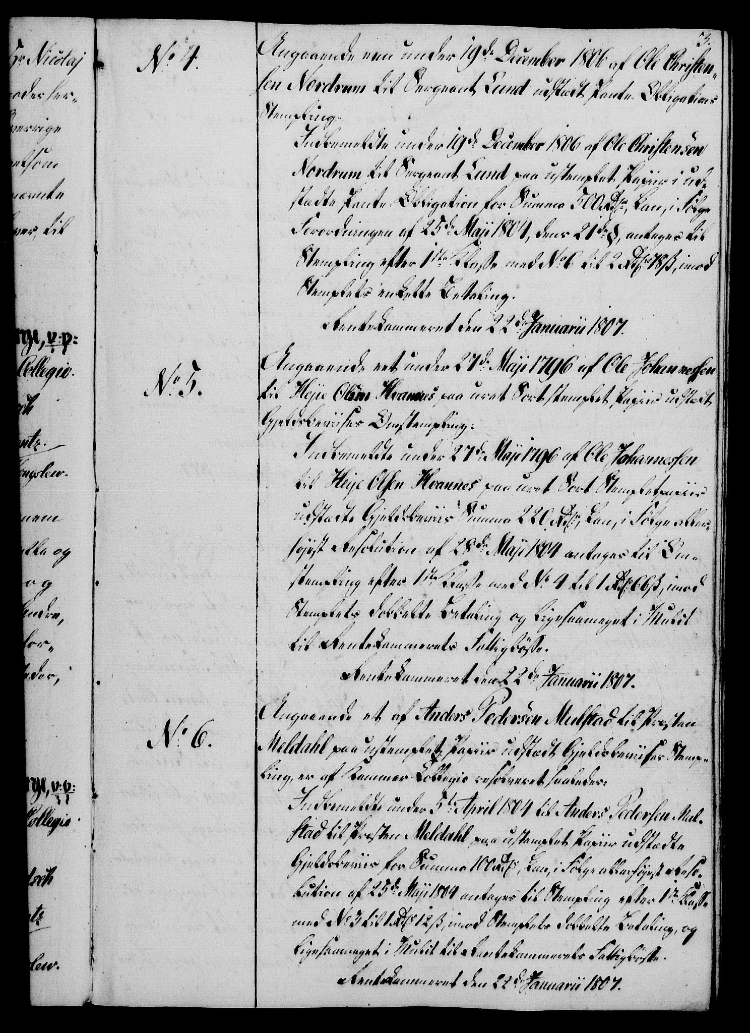 Rentekammeret, Kammerkanselliet, RA/EA-3111/G/Gg/Gga/L0019: Norsk ekspedisjonsprotokoll med register (merket RK 53.19), 1807-1810, p. 3
