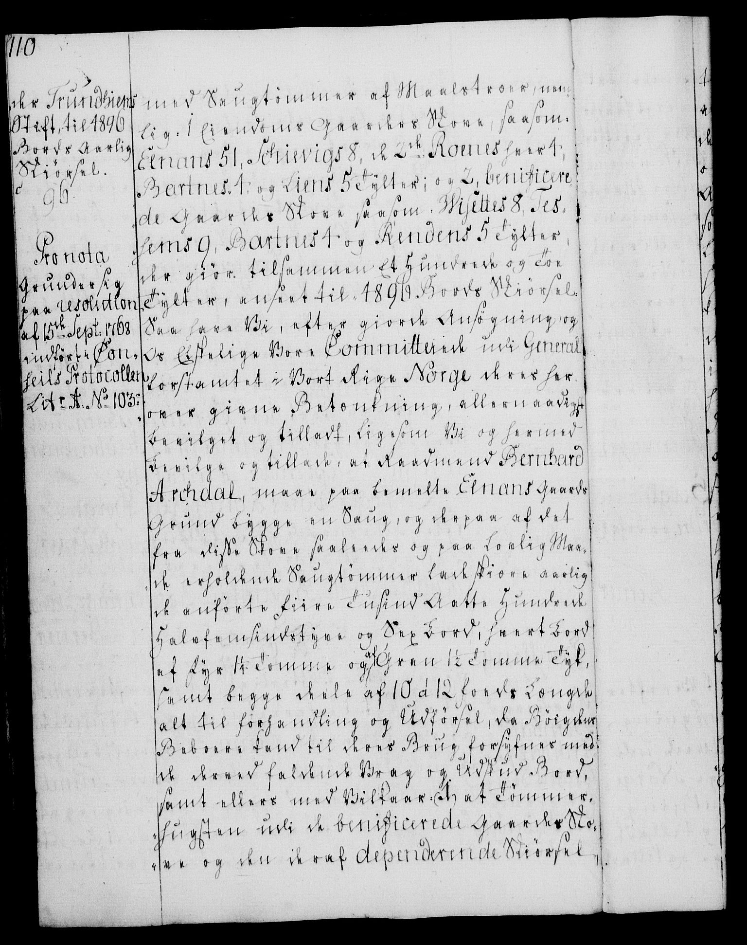 Rentekammeret, Kammerkanselliet, RA/EA-3111/G/Gg/Gga/L0008: Norsk ekspedisjonsprotokoll med register (merket RK 53.8), 1768-1771, p. 110