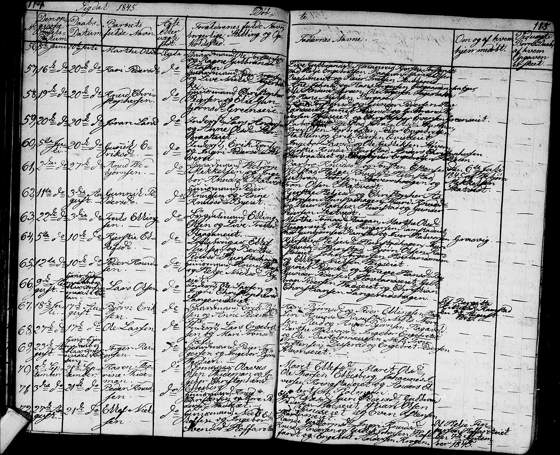 Sigdal kirkebøker, AV/SAKO-A-245/G/Ga/L0002: Parish register (copy) no. I 2, 1835-1856, p. 114-115