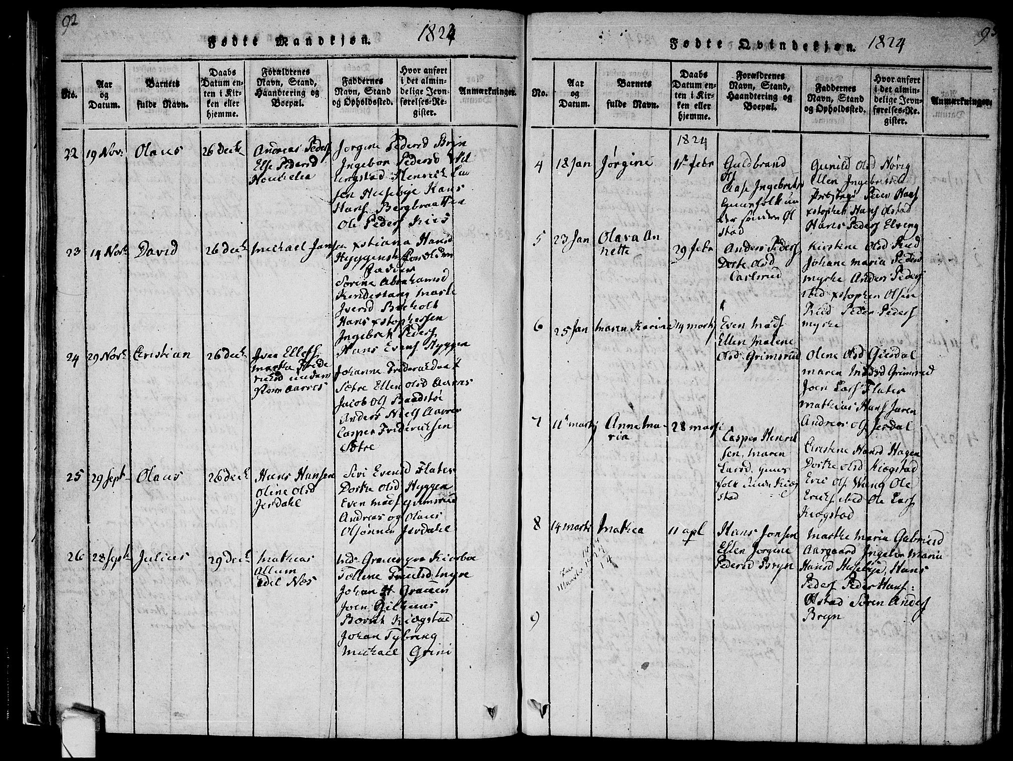 Røyken kirkebøker, SAKO/A-241/F/Fa/L0004: Parish register (official) no. 4, 1814-1832, p. 92-93