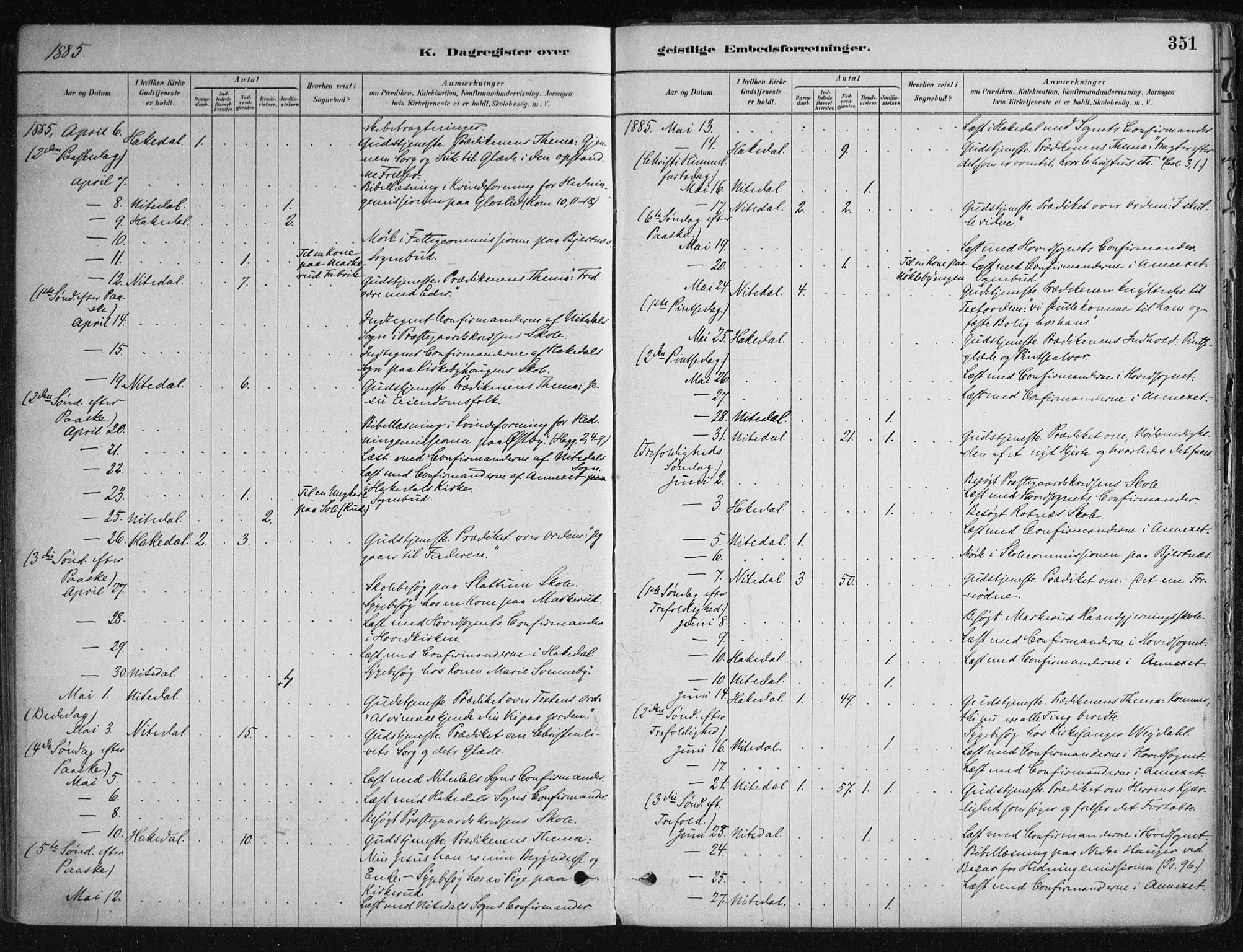 Nittedal prestekontor Kirkebøker, AV/SAO-A-10365a/F/Fa/L0007: Parish register (official) no. I 7, 1879-1901, p. 351