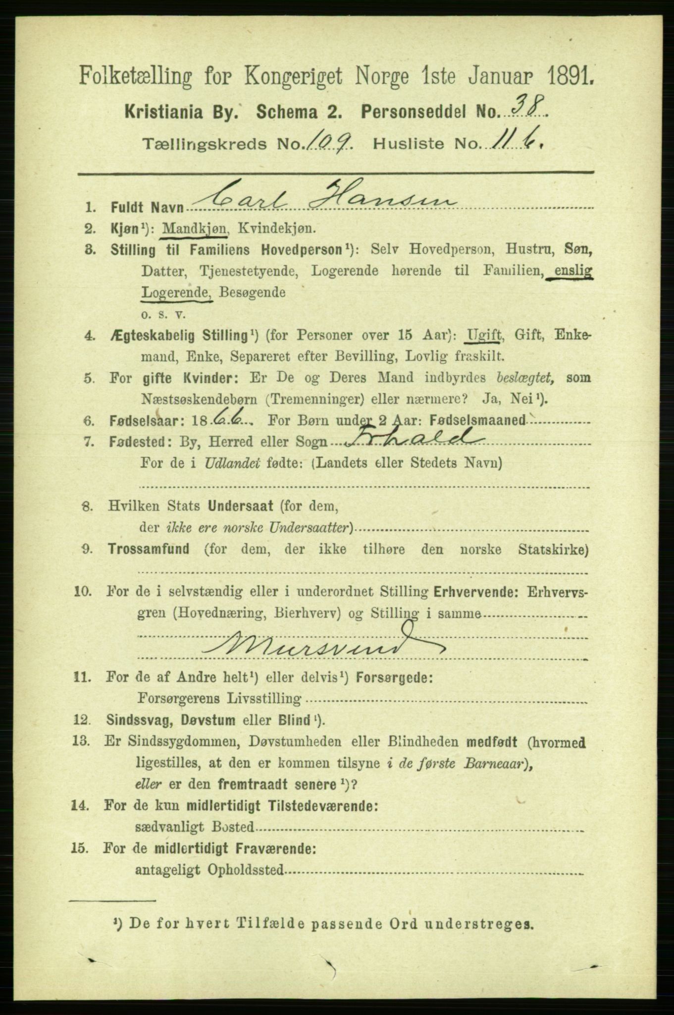 RA, 1891 census for 0301 Kristiania, 1891, p. 56670