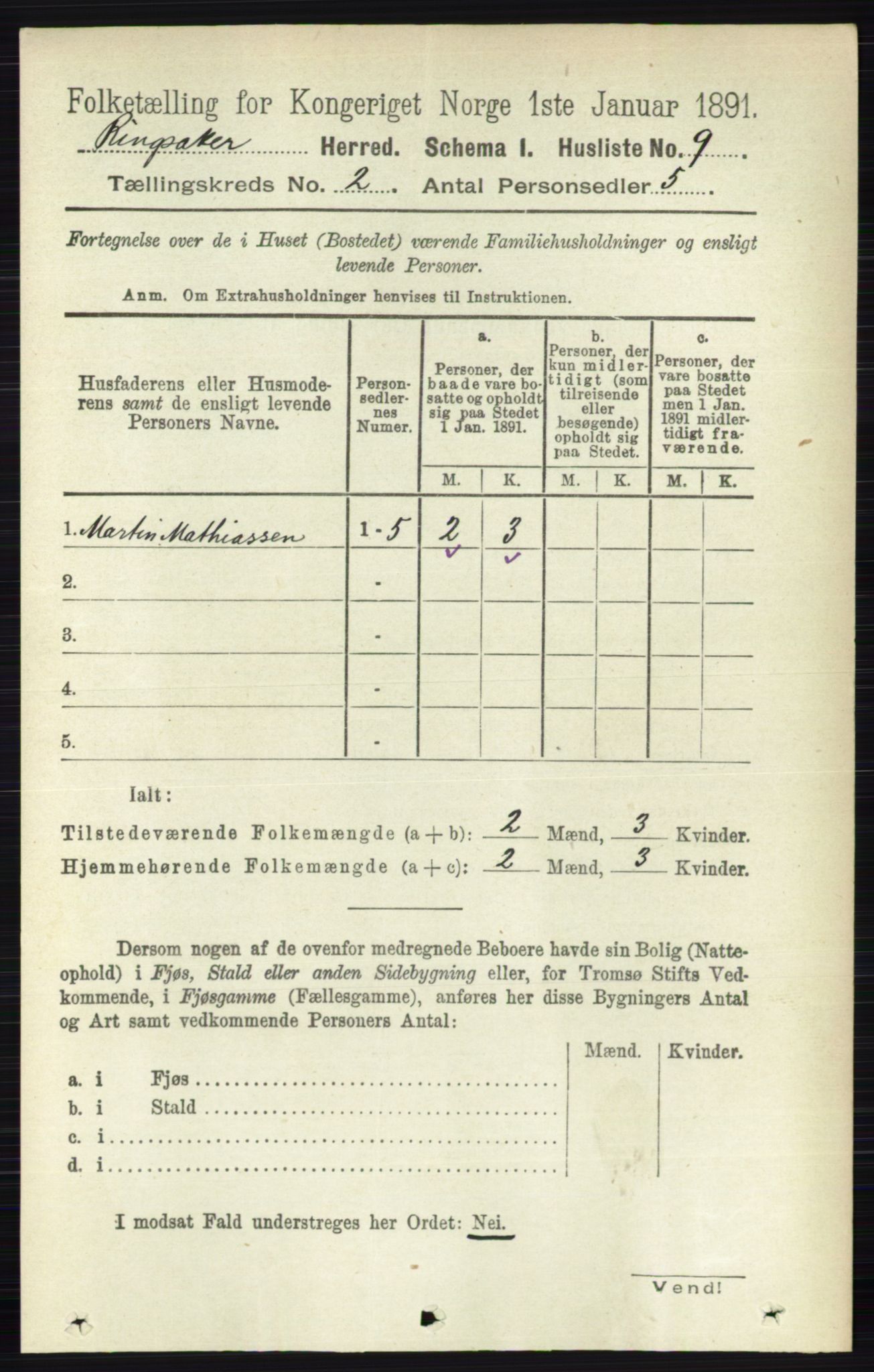 RA, 1891 census for 0412 Ringsaker, 1891, p. 756