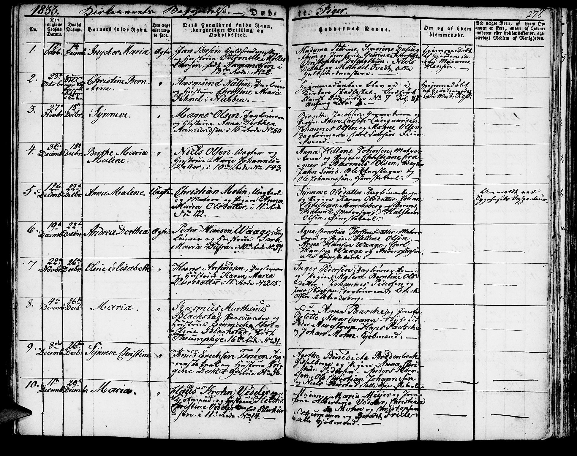 Domkirken sokneprestembete, SAB/A-74801/H/Haa/L0012: Parish register (official) no. A 12, 1821-1840, p. 278