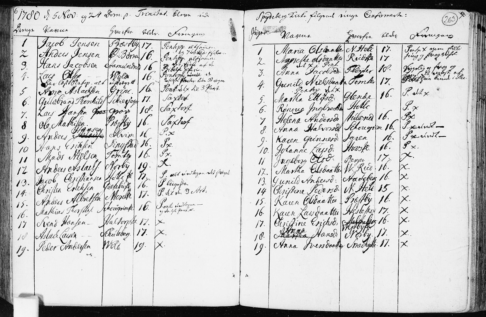 Spydeberg prestekontor Kirkebøker, AV/SAO-A-10924/F/Fa/L0003: Parish register (official) no. I 3, 1778-1814, p. 263