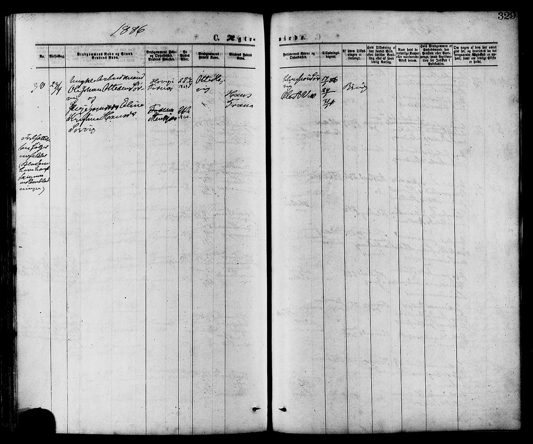 Ministerialprotokoller, klokkerbøker og fødselsregistre - Nord-Trøndelag, SAT/A-1458/773/L0616: Parish register (official) no. 773A07, 1870-1887, p. 329