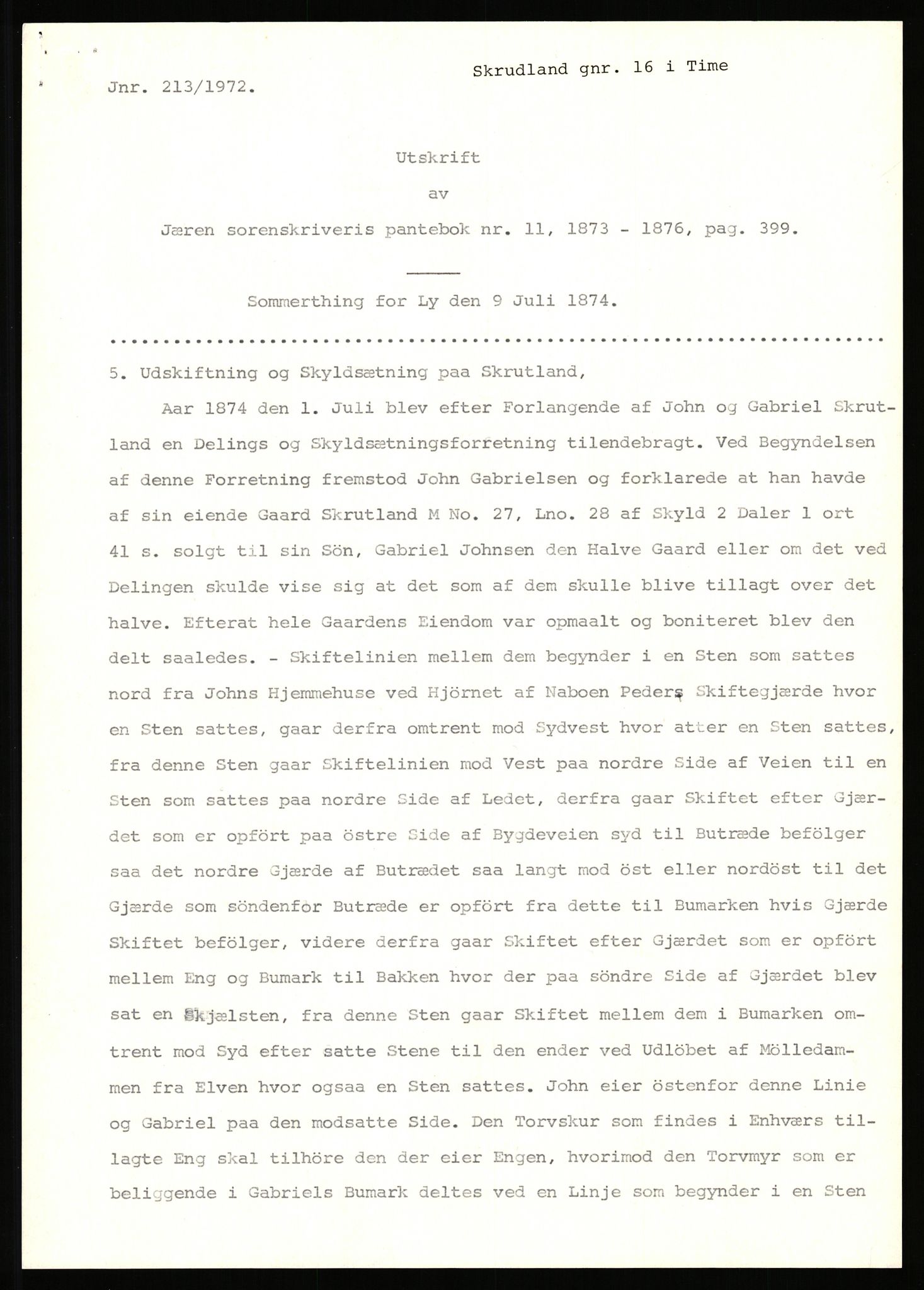 Statsarkivet i Stavanger, SAST/A-101971/03/Y/Yj/L0076: Avskrifter sortert etter gårdsnavn: Skjold kirke - Skåre, 1750-1930, p. 303