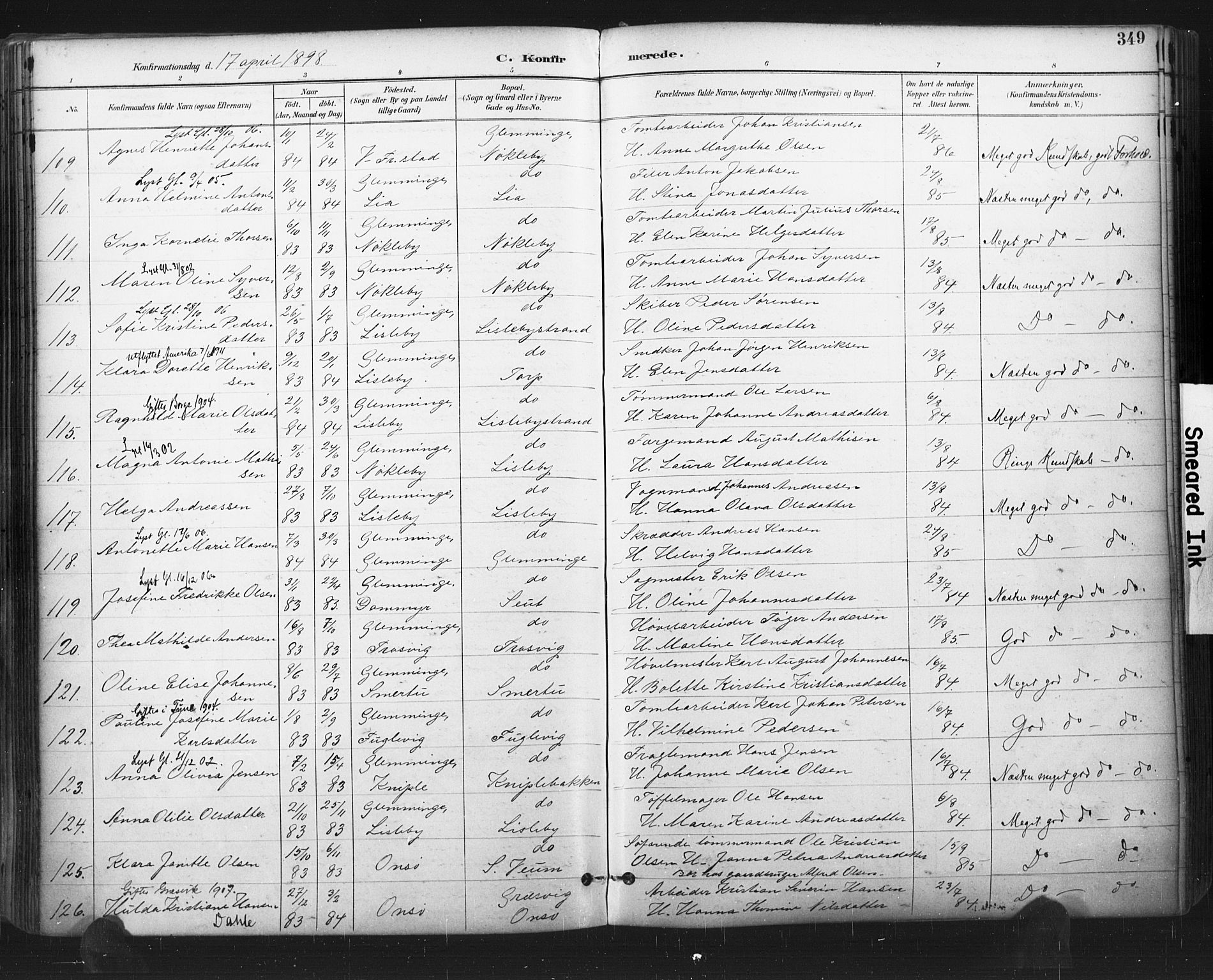 Glemmen prestekontor Kirkebøker, AV/SAO-A-10908/F/Fa/L0013: Parish register (official) no. 13, 1892-1907, p. 349