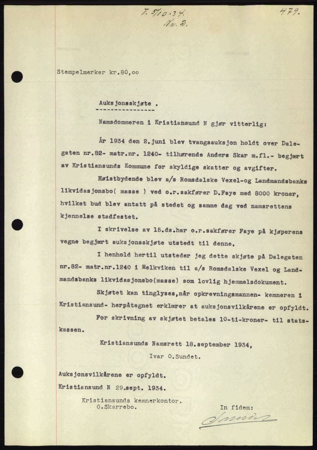 Kristiansund byfogd, AV/SAT-A-4587/A/27: Mortgage book no. 27, 1933-1934, Deed date: 05.10.1934