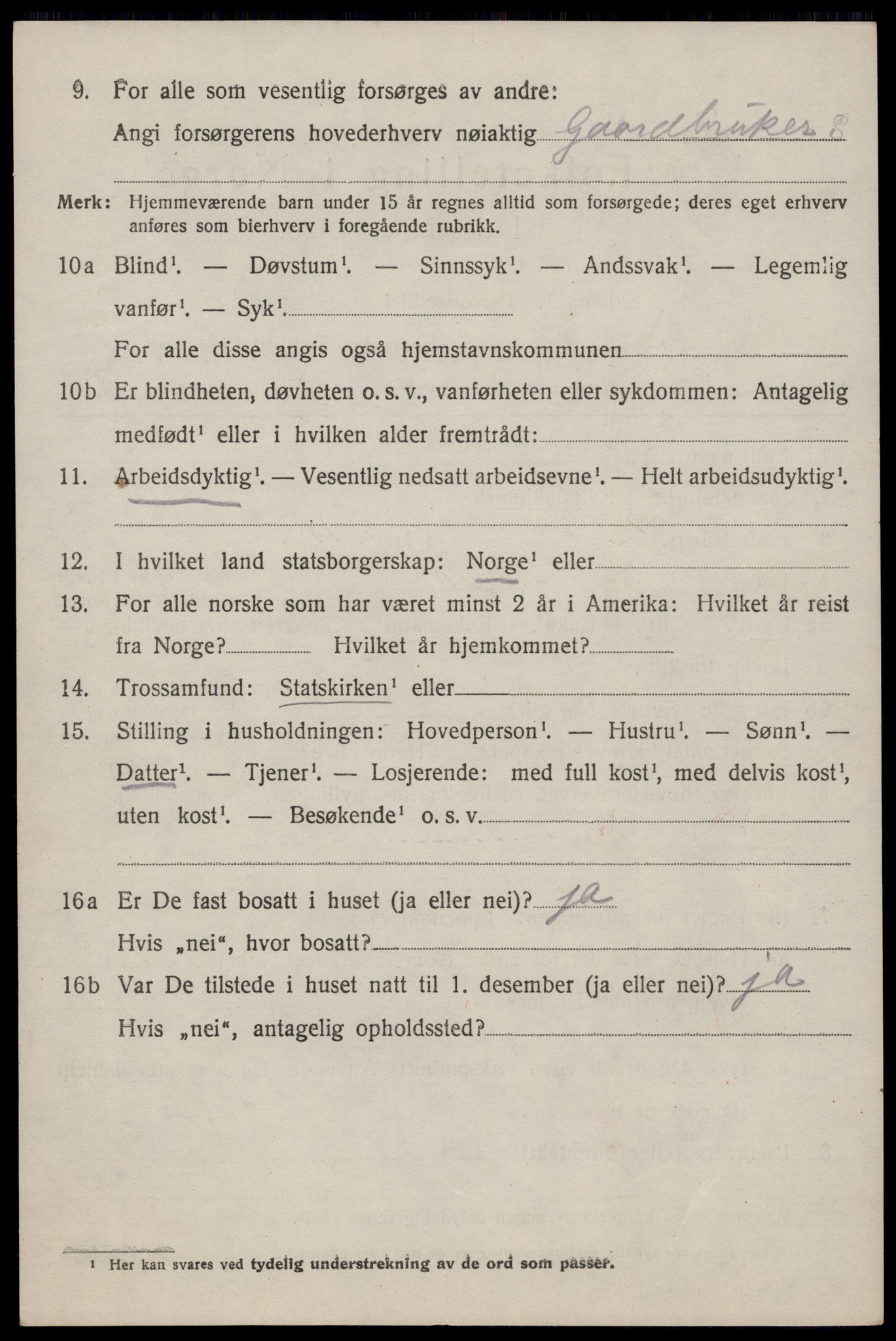 SAST, 1920 census for Sokndal, 1920, p. 1706