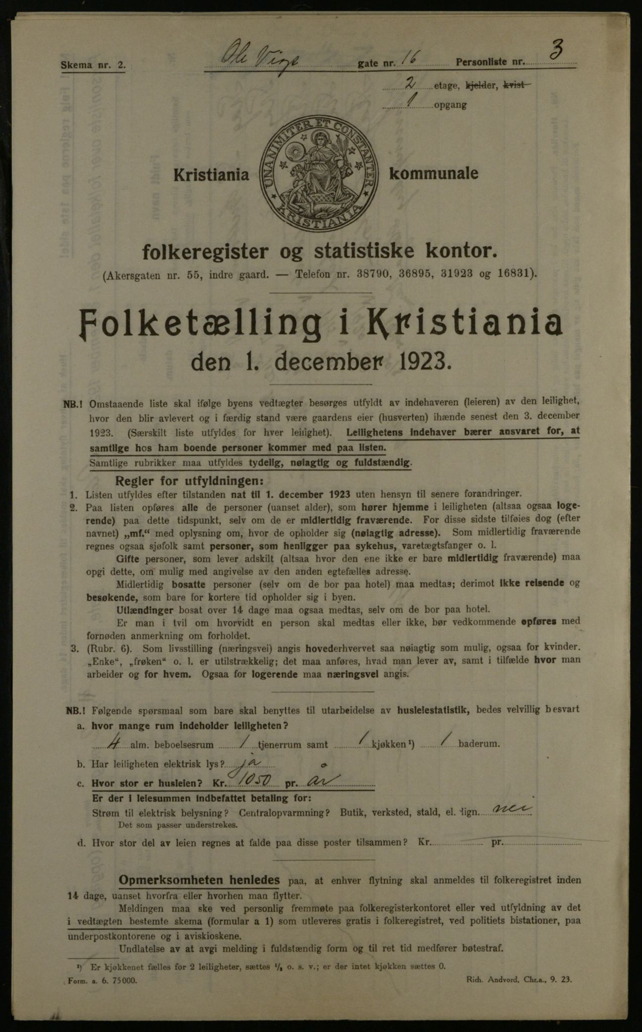 OBA, Municipal Census 1923 for Kristiania, 1923, p. 83101