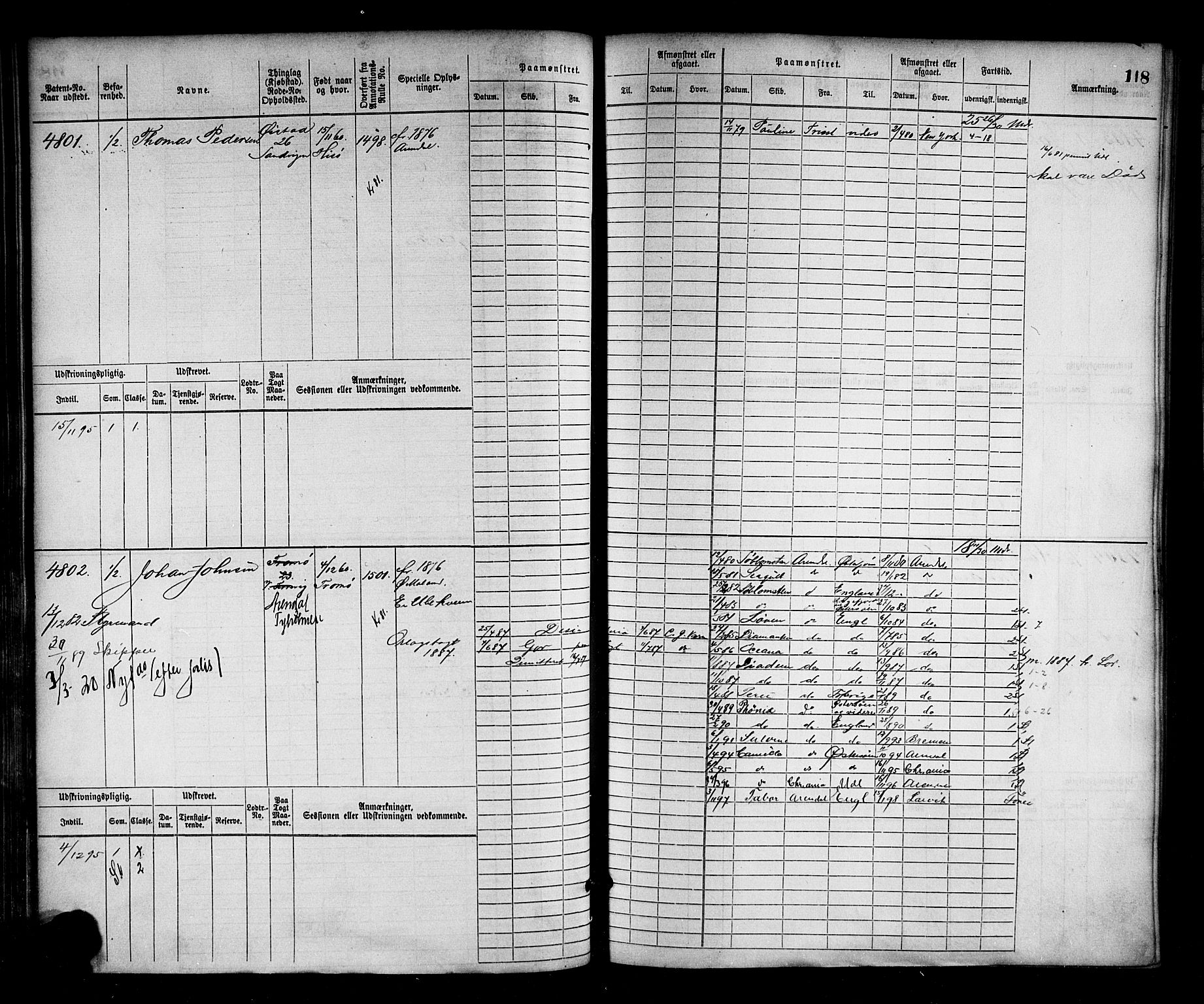 Arendal mønstringskrets, SAK/2031-0012/F/Fb/L0016: Hovedrulle nr 4569-5322, S-14, 1879-1900, p. 124