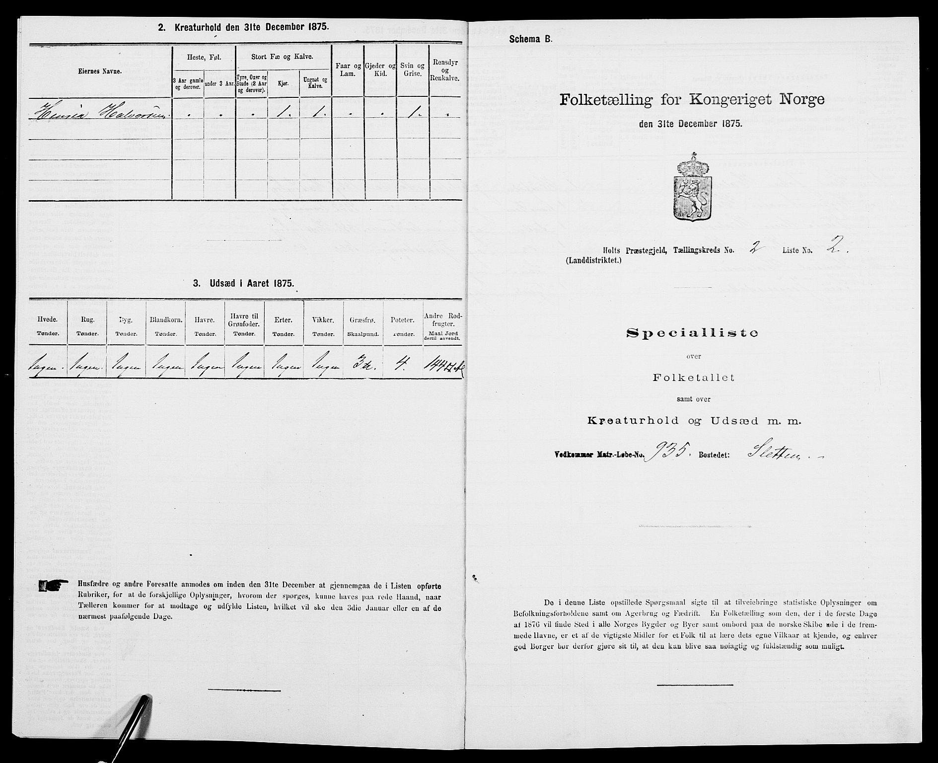 SAK, 1875 census for 0914L Holt/Holt, 1875, p. 191