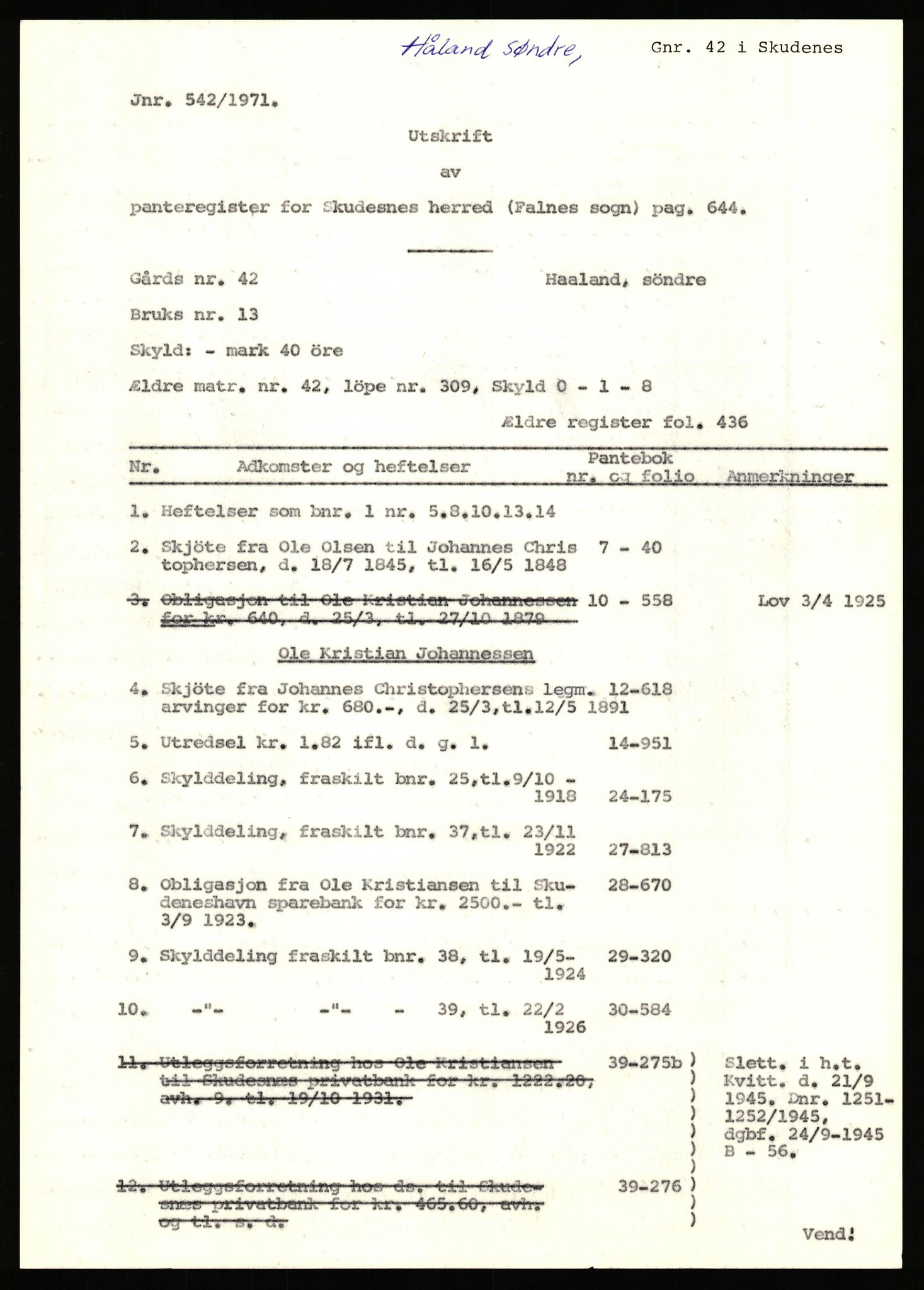 Statsarkivet i Stavanger, SAST/A-101971/03/Y/Yj/L0043: Avskrifter sortert etter gårdsnavn: Håland - Håvågs laksefiskeri, 1750-1930, p. 91