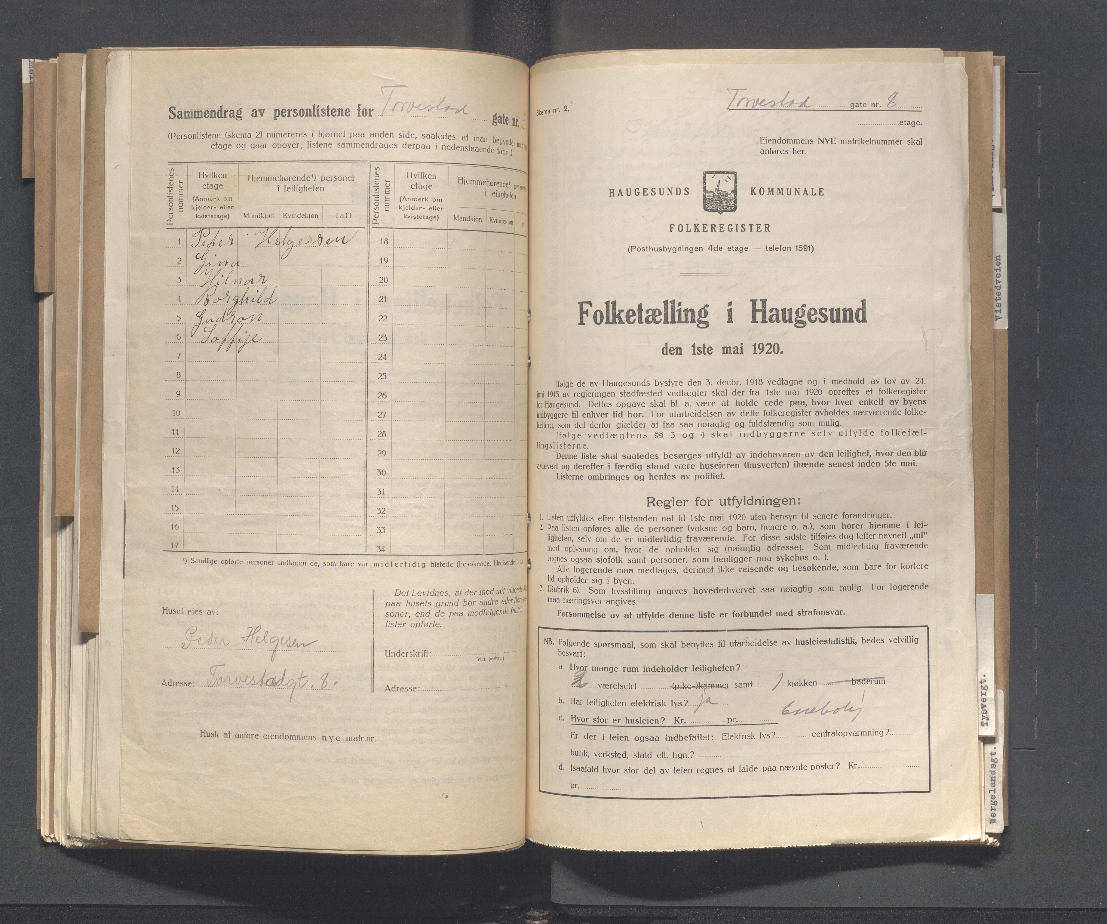 IKAR, Local census 1.5.1920 for Haugesund, 1920, p. 5246