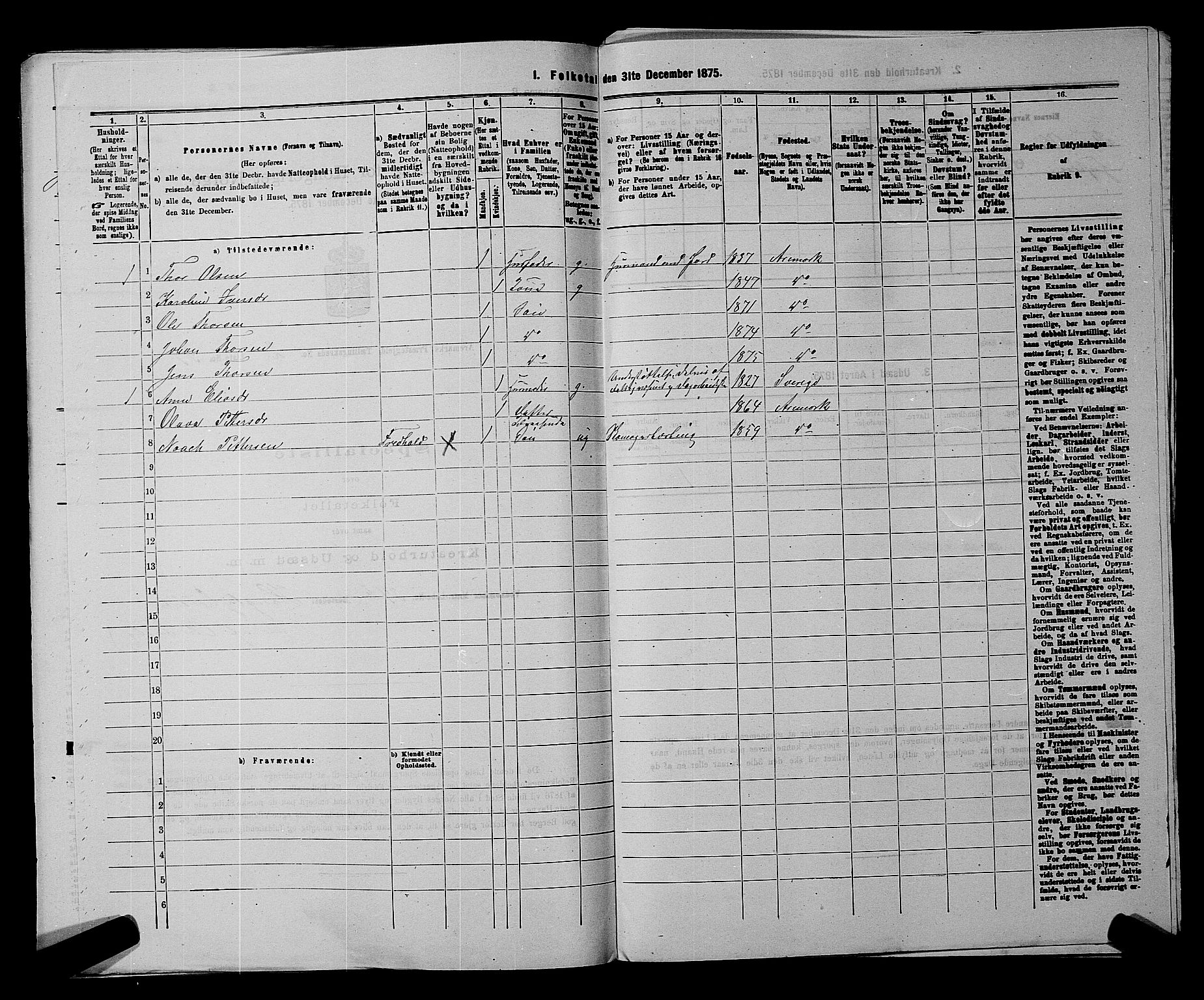 RA, 1875 census for 0118P Aremark, 1875, p. 346